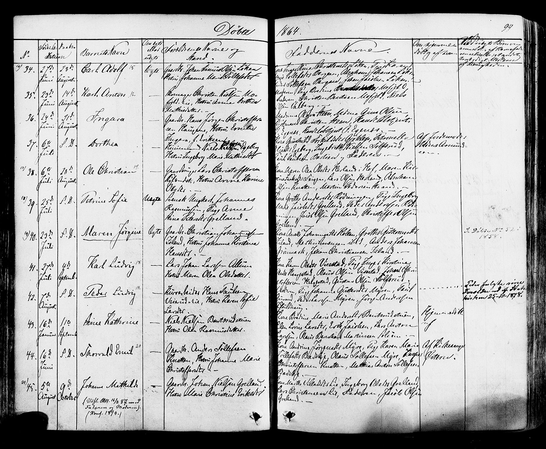 Botne kirkebøker, AV/SAKO-A-340/F/Fa/L0006: Parish register (official) no. I 6, 1836-1877, p. 99