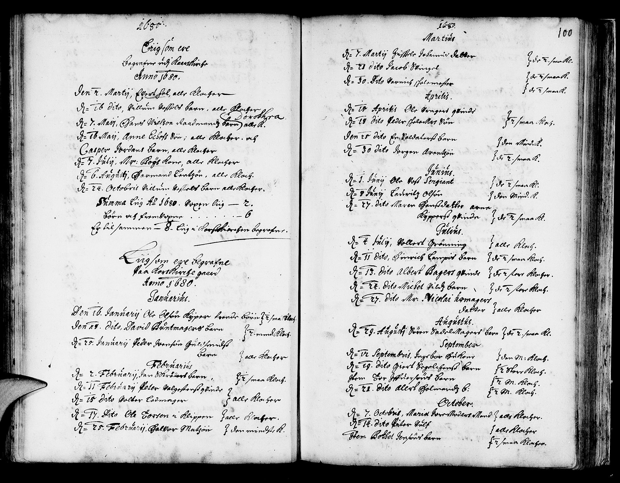 Korskirken sokneprestembete, SAB/A-76101/H/Haa/L0001: Parish register (official) no. A 1, 1674-1688, p. 100