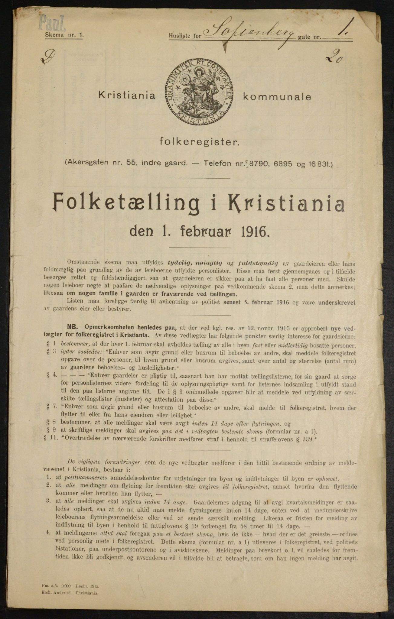 OBA, Municipal Census 1916 for Kristiania, 1916, p. 100590