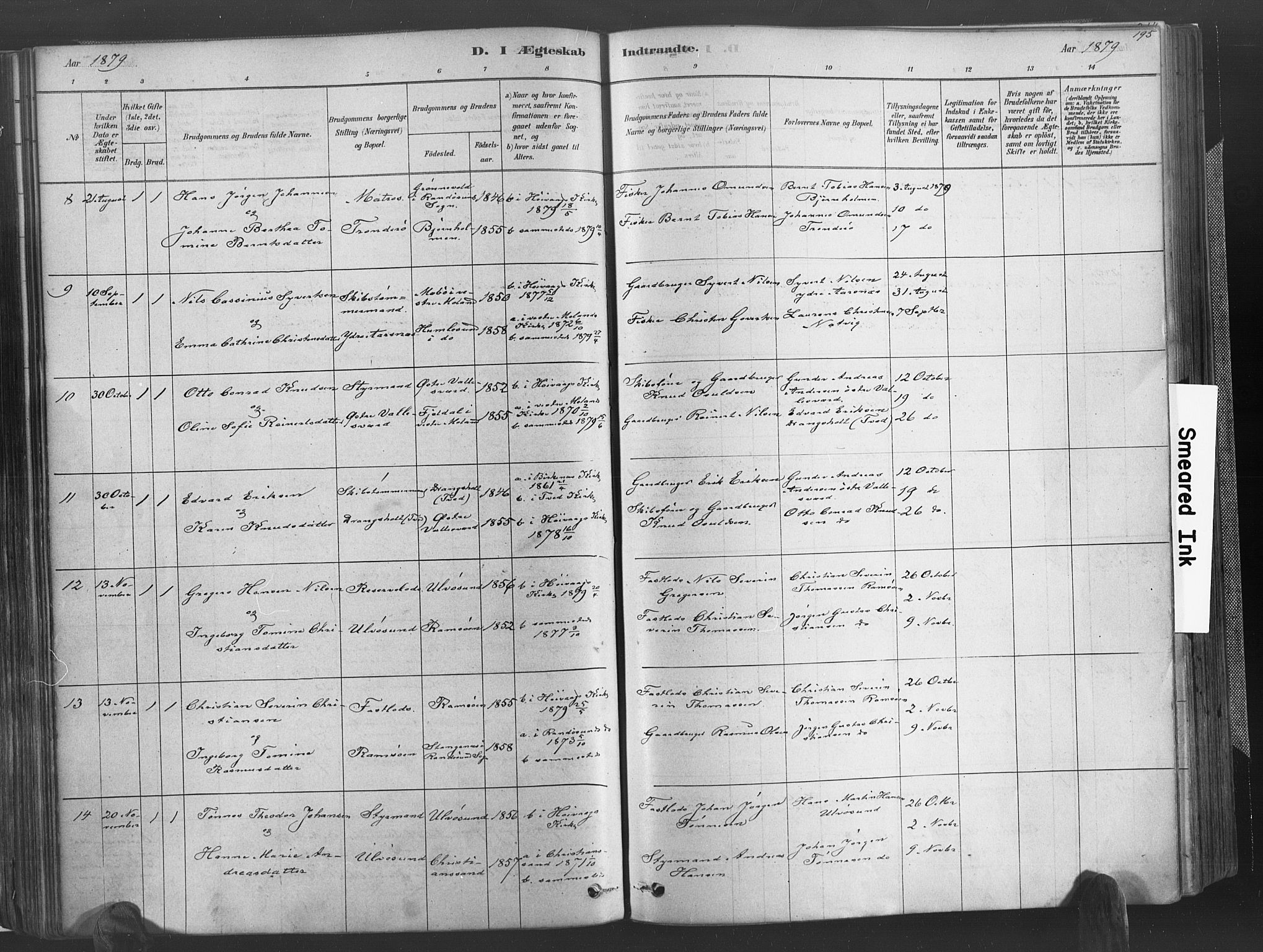 Høvåg sokneprestkontor, AV/SAK-1111-0025/F/Fa/L0005: Parish register (official) no. A 5, 1878-1893, p. 195