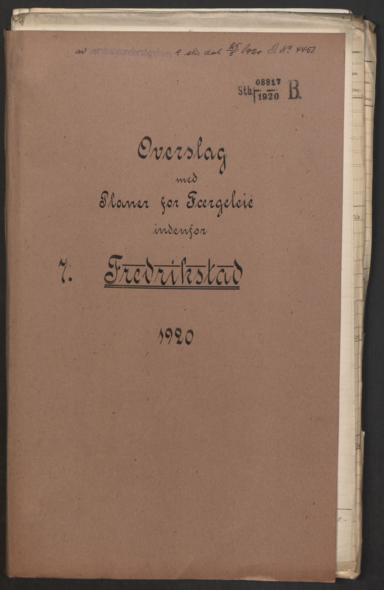 Norges Statsbaner, Baneavdelingen B, RA/S-1619/1/F/Fa/L0042: NORGE-JYLLAND, 1920, p. 98