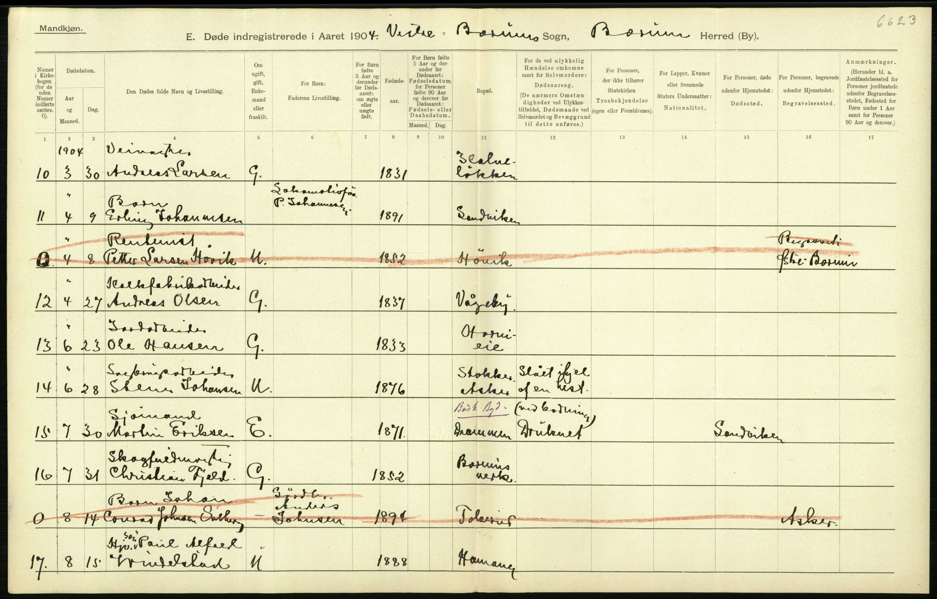 Statistisk sentralbyrå, Sosiodemografiske emner, Befolkning, AV/RA-S-2228/D/Df/Dfa/Dfab/L0002: Akershus amt: Fødte, gifte, døde, 1904, p. 584