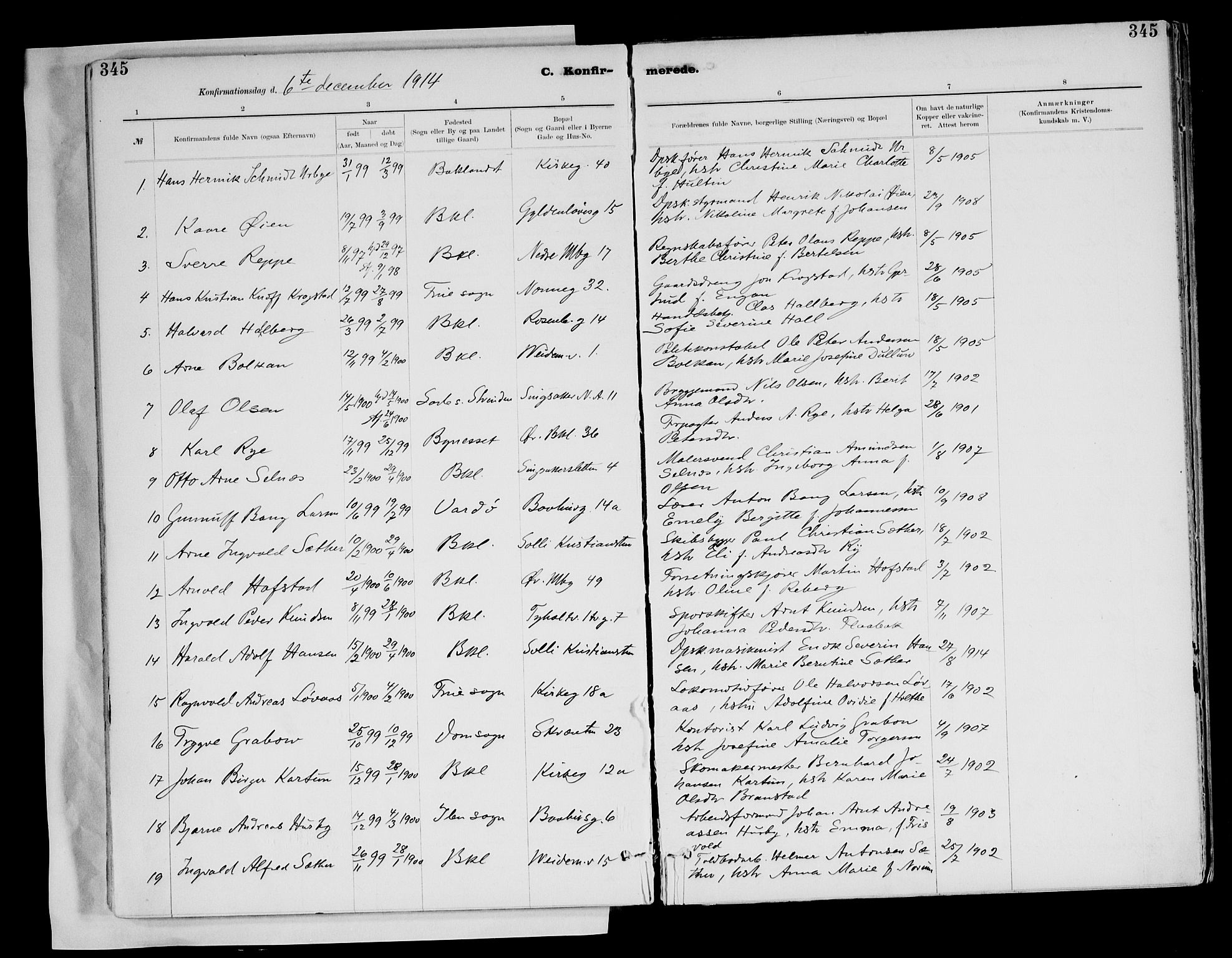 Ministerialprotokoller, klokkerbøker og fødselsregistre - Sør-Trøndelag, AV/SAT-A-1456/604/L0203: Parish register (official) no. 604A23, 1908-1916, p. 345