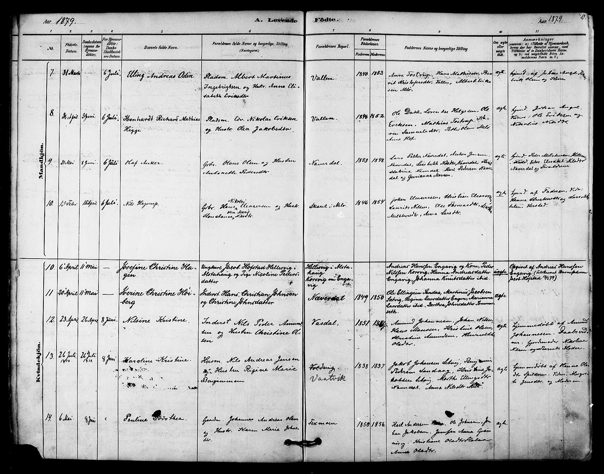 Ministerialprotokoller, klokkerbøker og fødselsregistre - Nordland, AV/SAT-A-1459/843/L0626: Parish register (official) no. 843A01, 1878-1907, p. 10