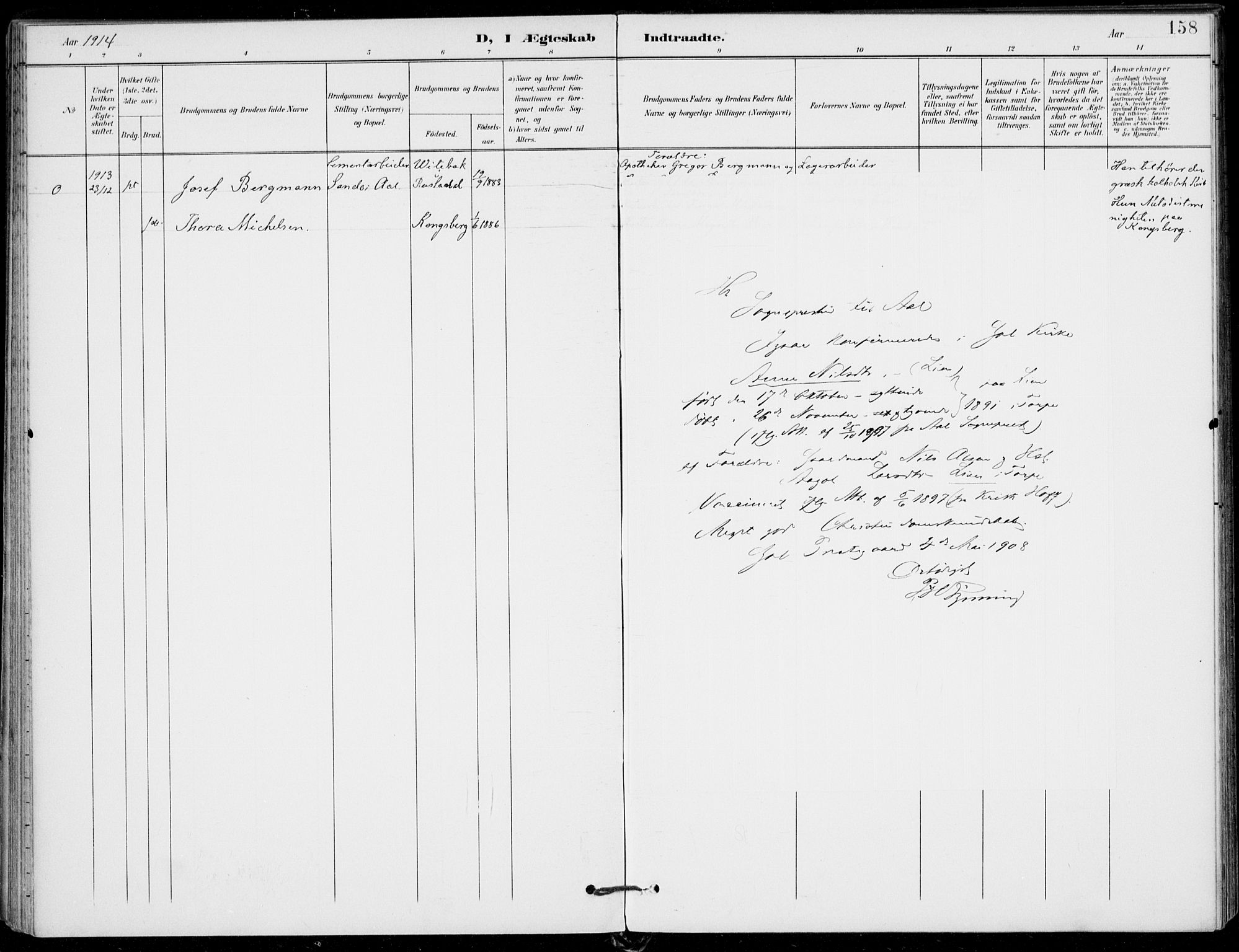 Ål kirkebøker, AV/SAKO-A-249/F/Fa/L0009: Parish register (official) no. I 9, 1897-1915, p. 158