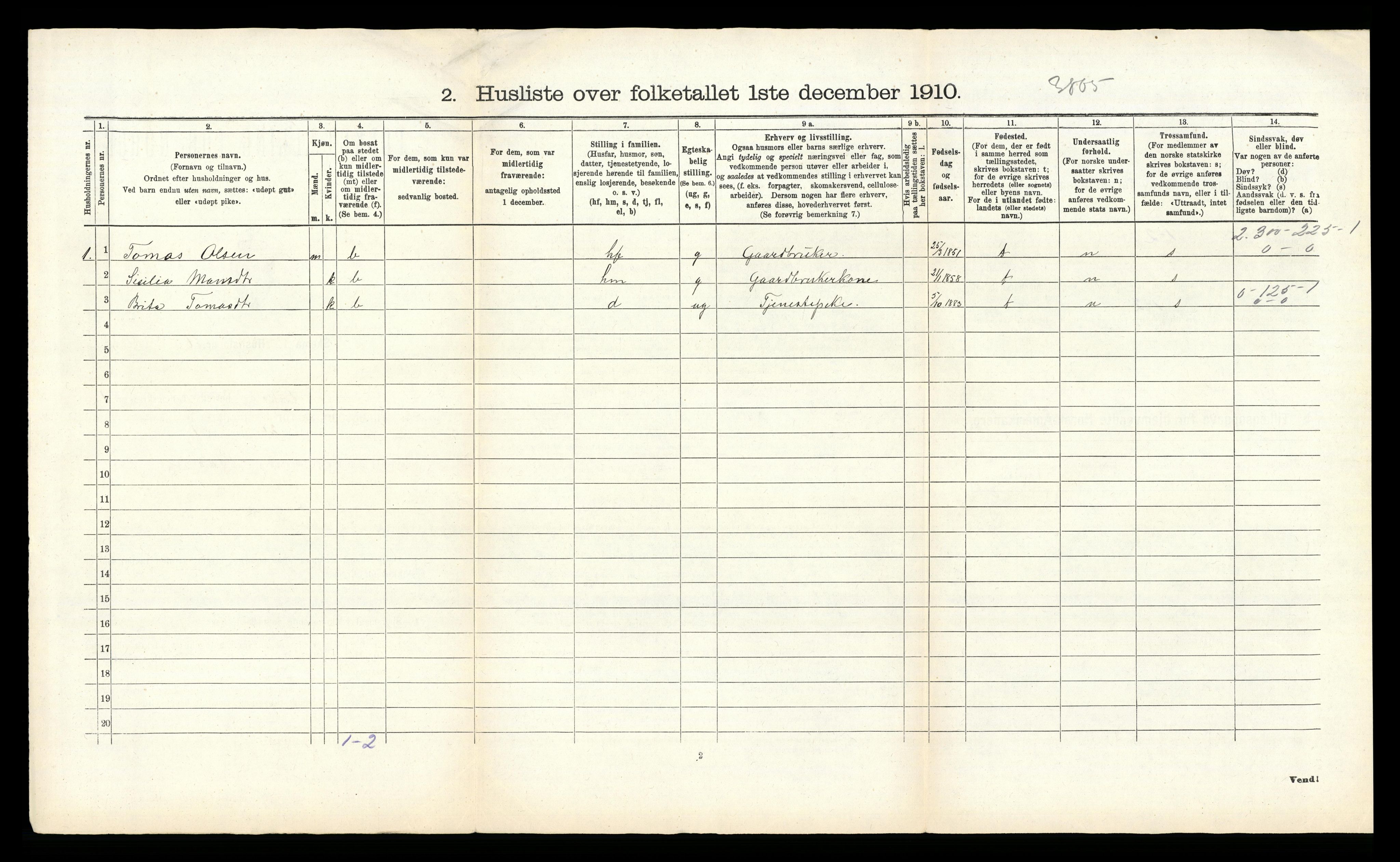 RA, 1910 census for Bruvik, 1910, p. 67