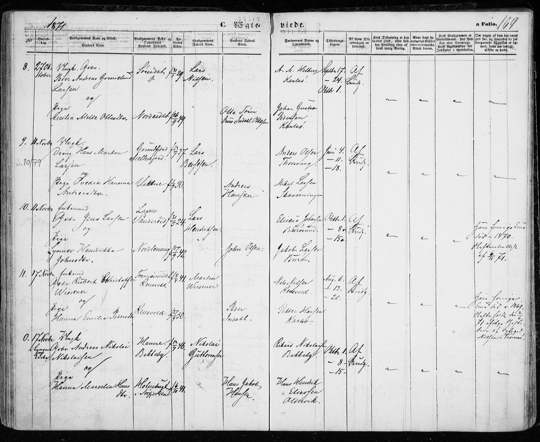 Karlsøy sokneprestembete, SATØ/S-1299/H/Ha/Haa/L0004kirke: Parish register (official) no. 4, 1861-1871, p. 169
