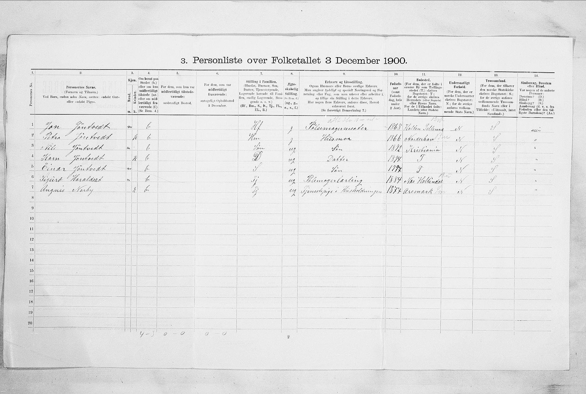 RA, 1900 census for Drammen, 1900, p. 7589