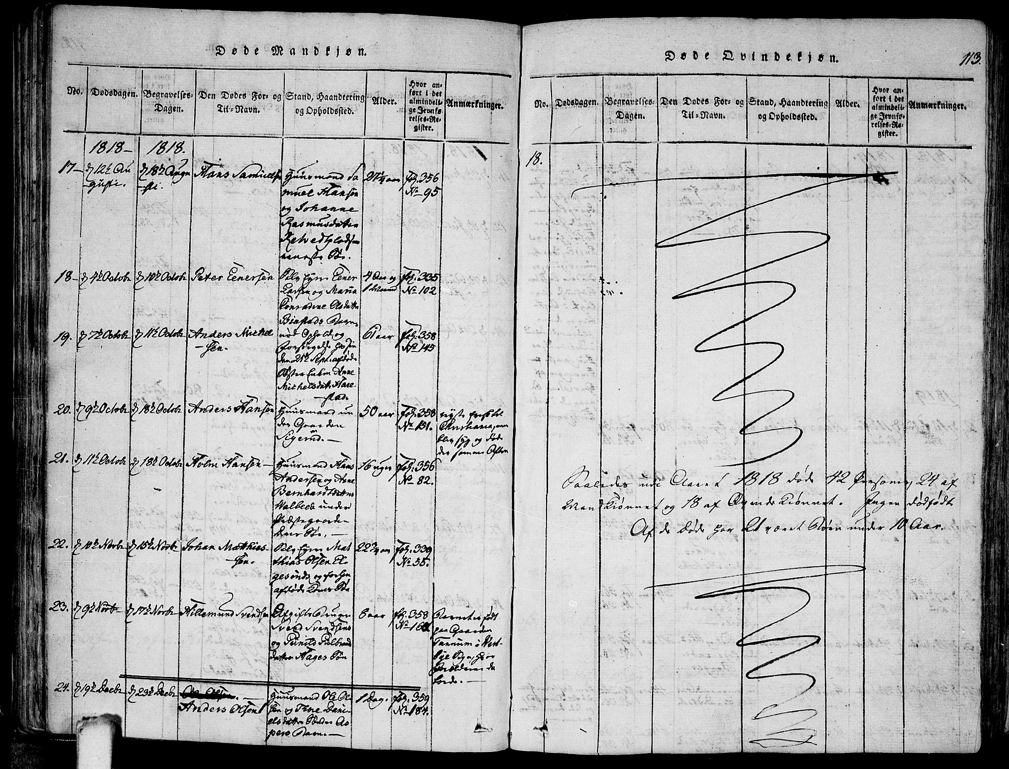 Kråkstad prestekontor Kirkebøker, AV/SAO-A-10125a/F/Fa/L0003: Parish register (official) no. I 3, 1813-1824, p. 113