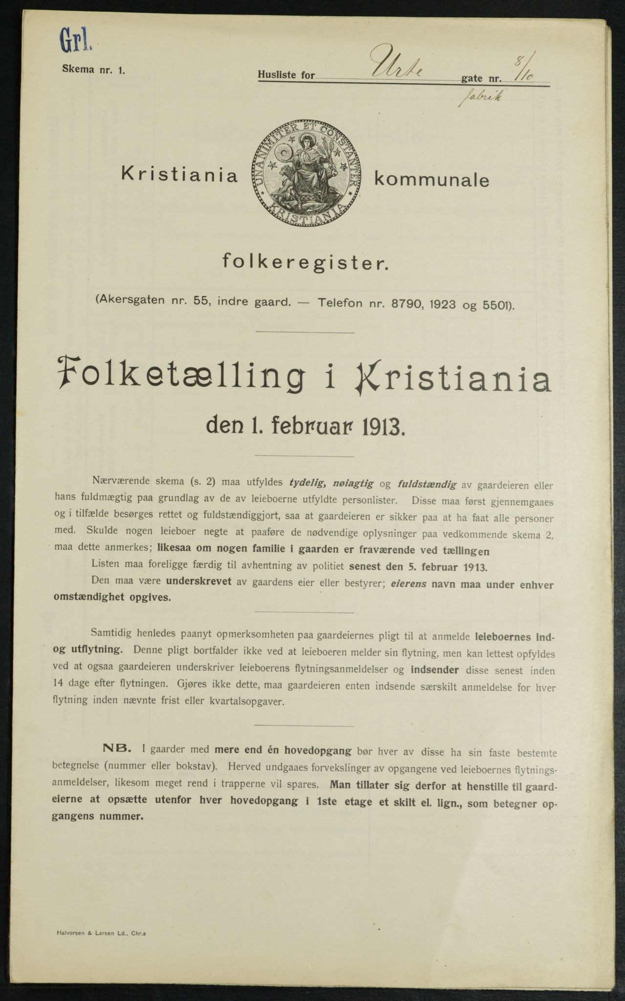 OBA, Municipal Census 1913 for Kristiania, 1913, p. 120691