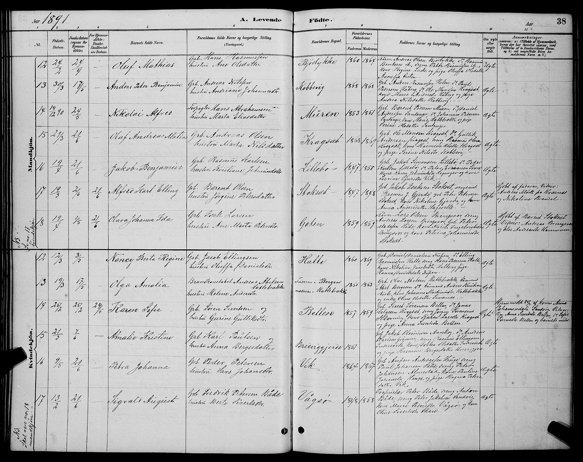 Ministerialprotokoller, klokkerbøker og fødselsregistre - Møre og Romsdal, AV/SAT-A-1454/503/L0048: Parish register (copy) no. 503C03, 1885-1893, p. 38