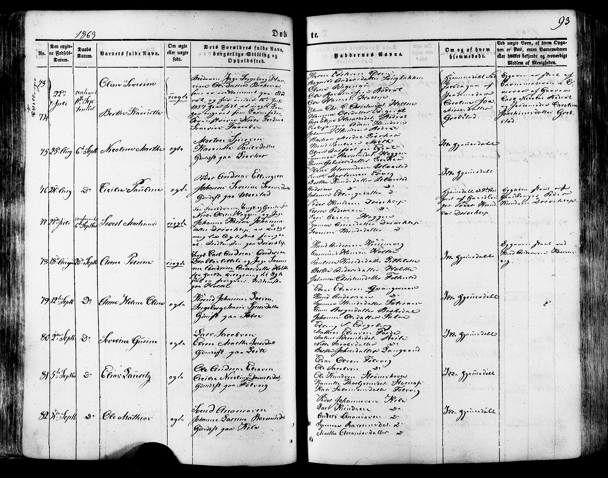 Ministerialprotokoller, klokkerbøker og fødselsregistre - Møre og Romsdal, SAT/A-1454/511/L0140: Parish register (official) no. 511A07, 1851-1878, p. 93