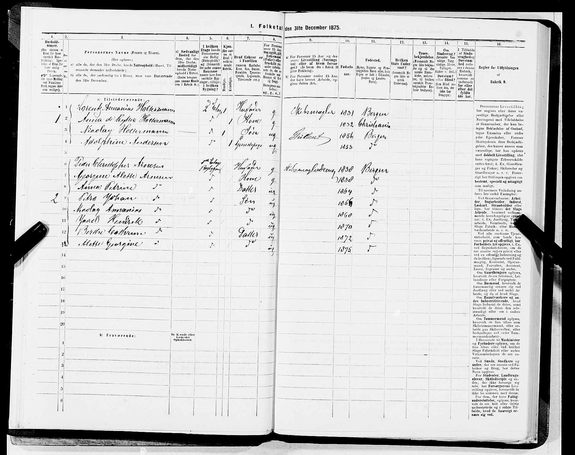 SAB, 1875 census for 1301 Bergen, 1875, p. 540