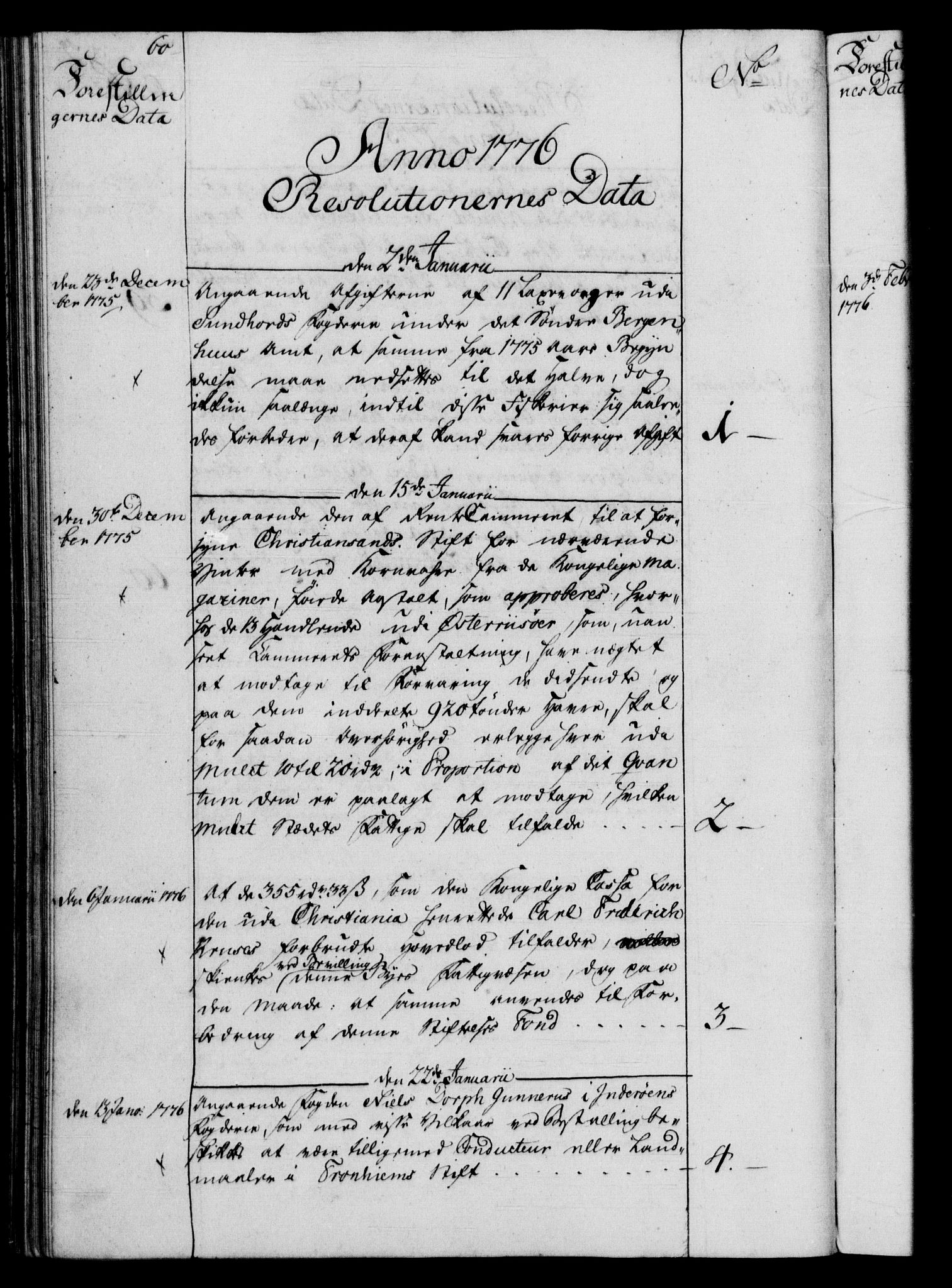 Rentekammeret, Kammerkanselliet, RA/EA-3111/G/Gf/Gfb/L0009: Register til norske relasjons- og resolusjonsprotokoller (merket RK 52.104), 1773-1780, p. 60