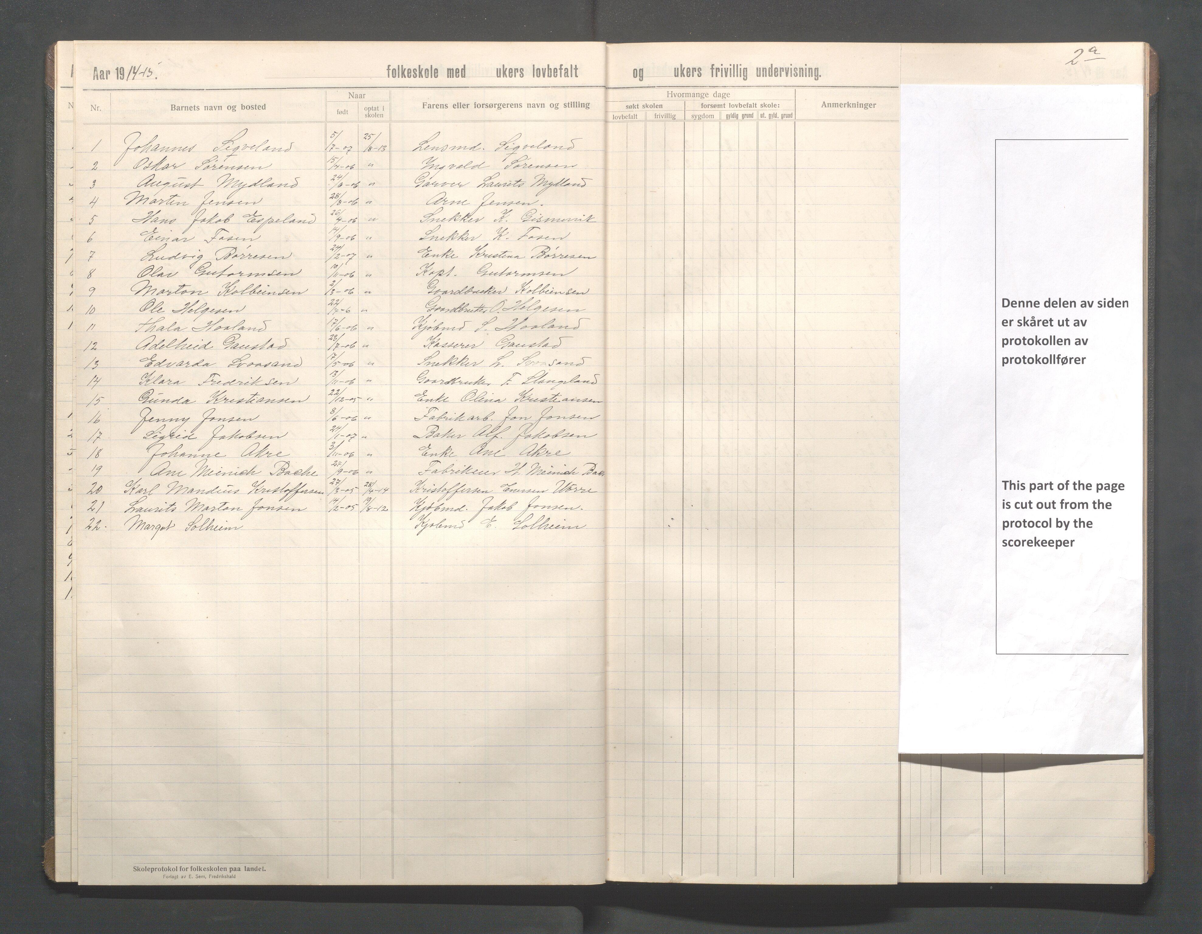 Kopervik Kommune - Kopervik skole, IKAR/K-102472/H/L0018: Skoleprotokoll 2.klasse, 1911-1915, p. 11