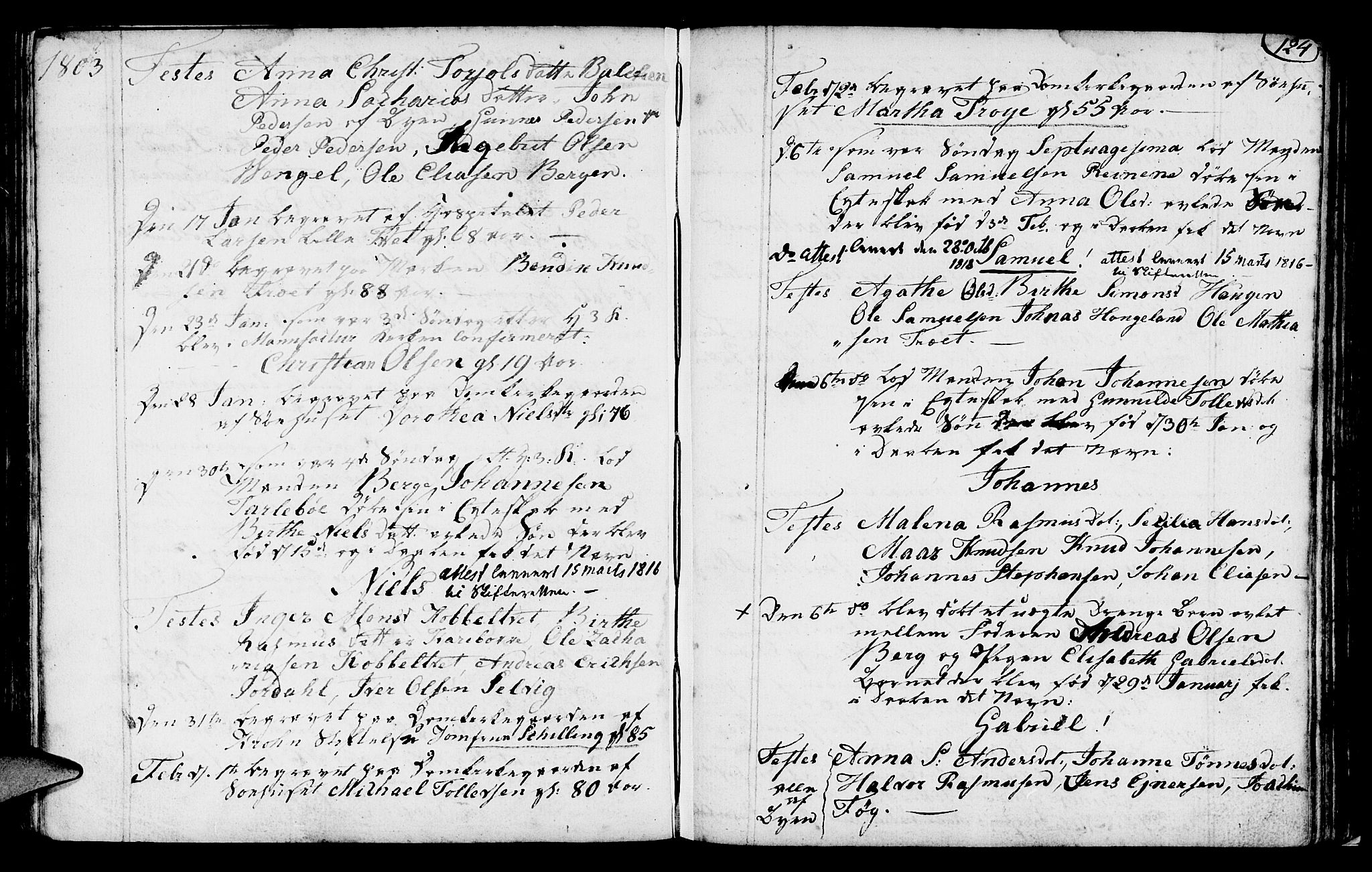 St. Jørgens hospital og Årstad sokneprestembete, AV/SAB-A-99934: Parish register (official) no. A 2, 1766-1814, p. 124