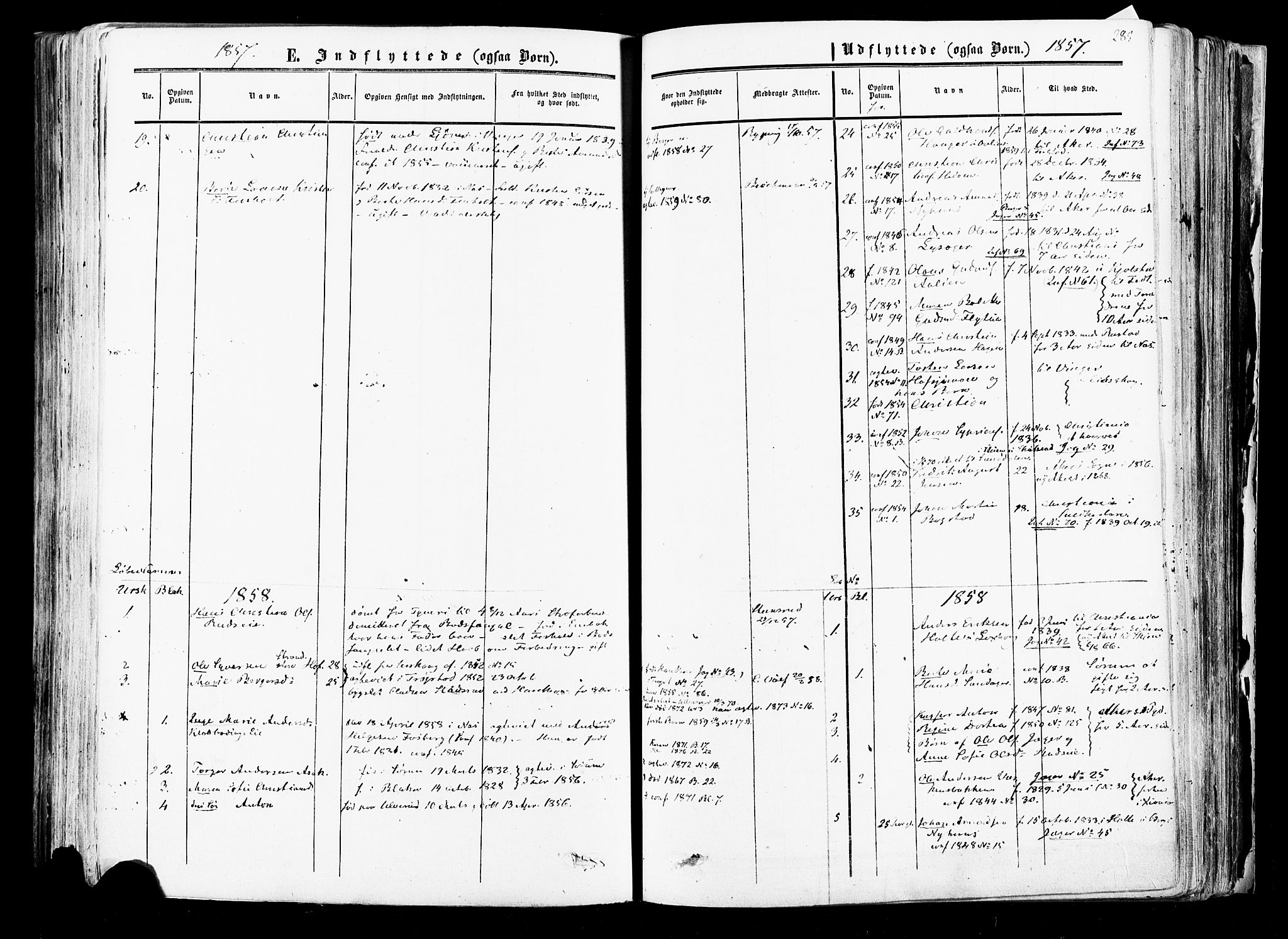 Aurskog prestekontor Kirkebøker, SAO/A-10304a/F/Fa/L0007: Parish register (official) no. I 7, 1854-1877, p. 285