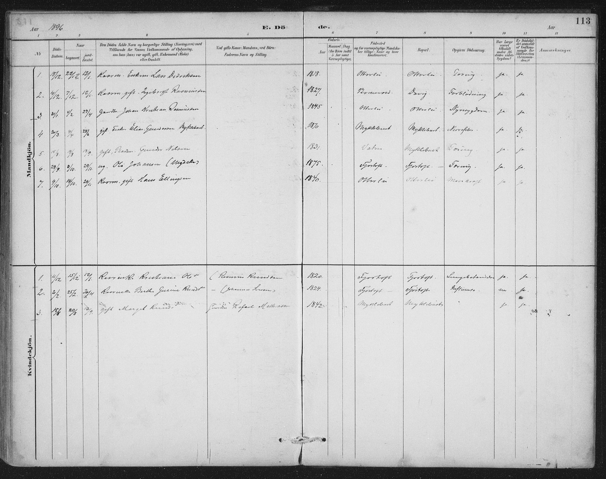 Ministerialprotokoller, klokkerbøker og fødselsregistre - Møre og Romsdal, SAT/A-1454/538/L0522: Parish register (official) no. 538A01, 1884-1913, p. 113