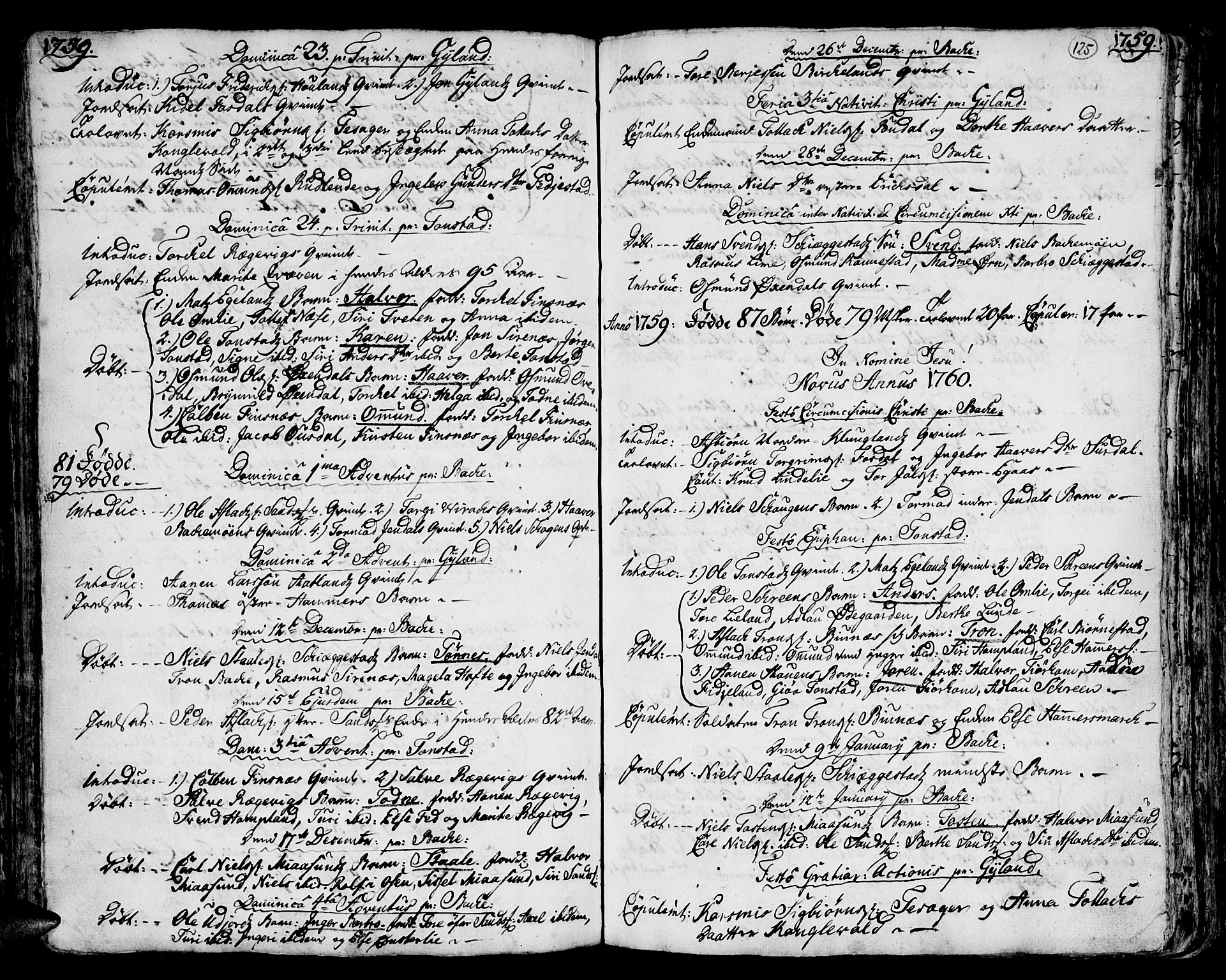 Bakke sokneprestkontor, SAK/1111-0002/F/Fa/Faa/L0001: Parish register (official) no. A 1, 1741-1780, p. 125