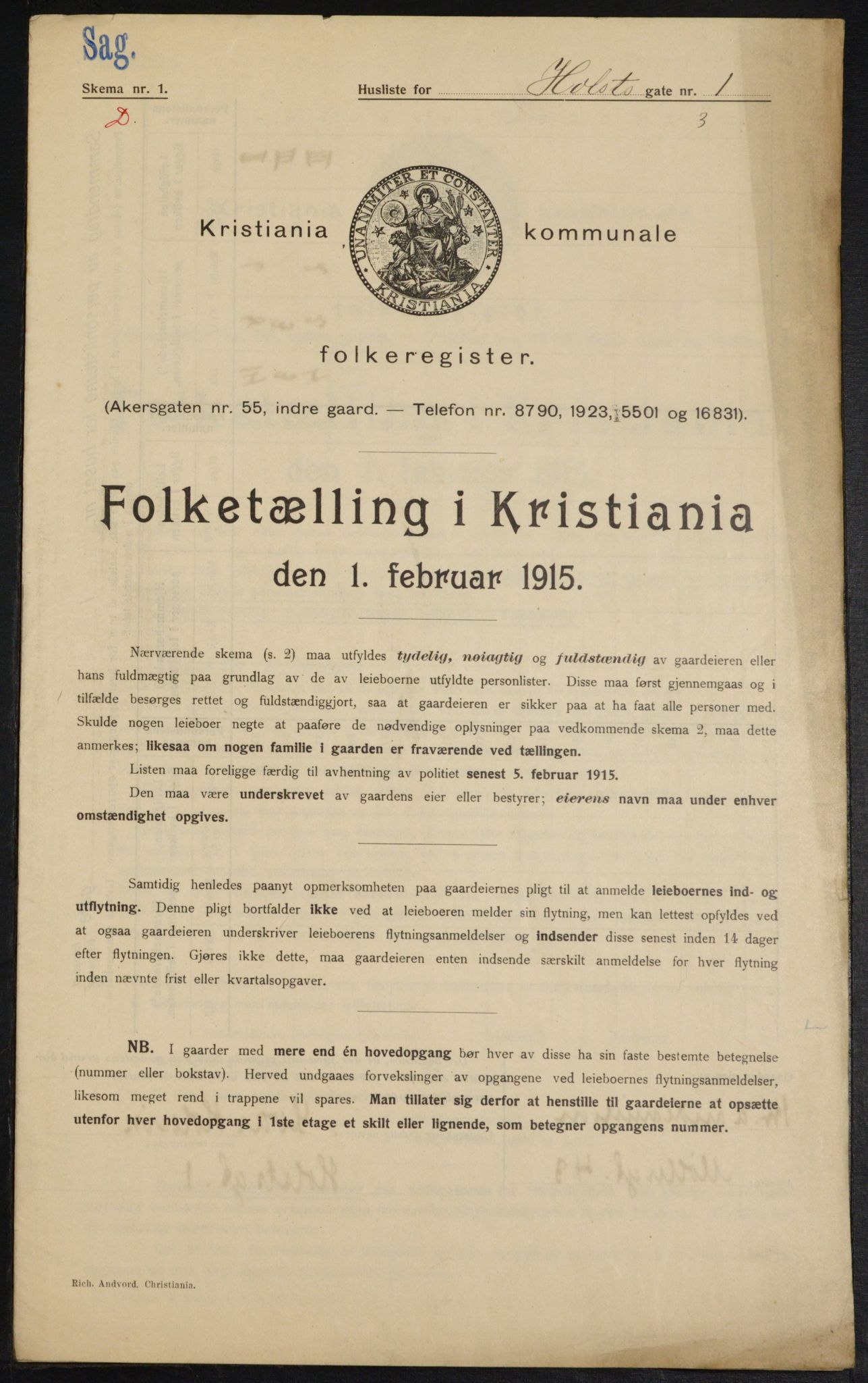 OBA, Municipal Census 1915 for Kristiania, 1915, p. 40469