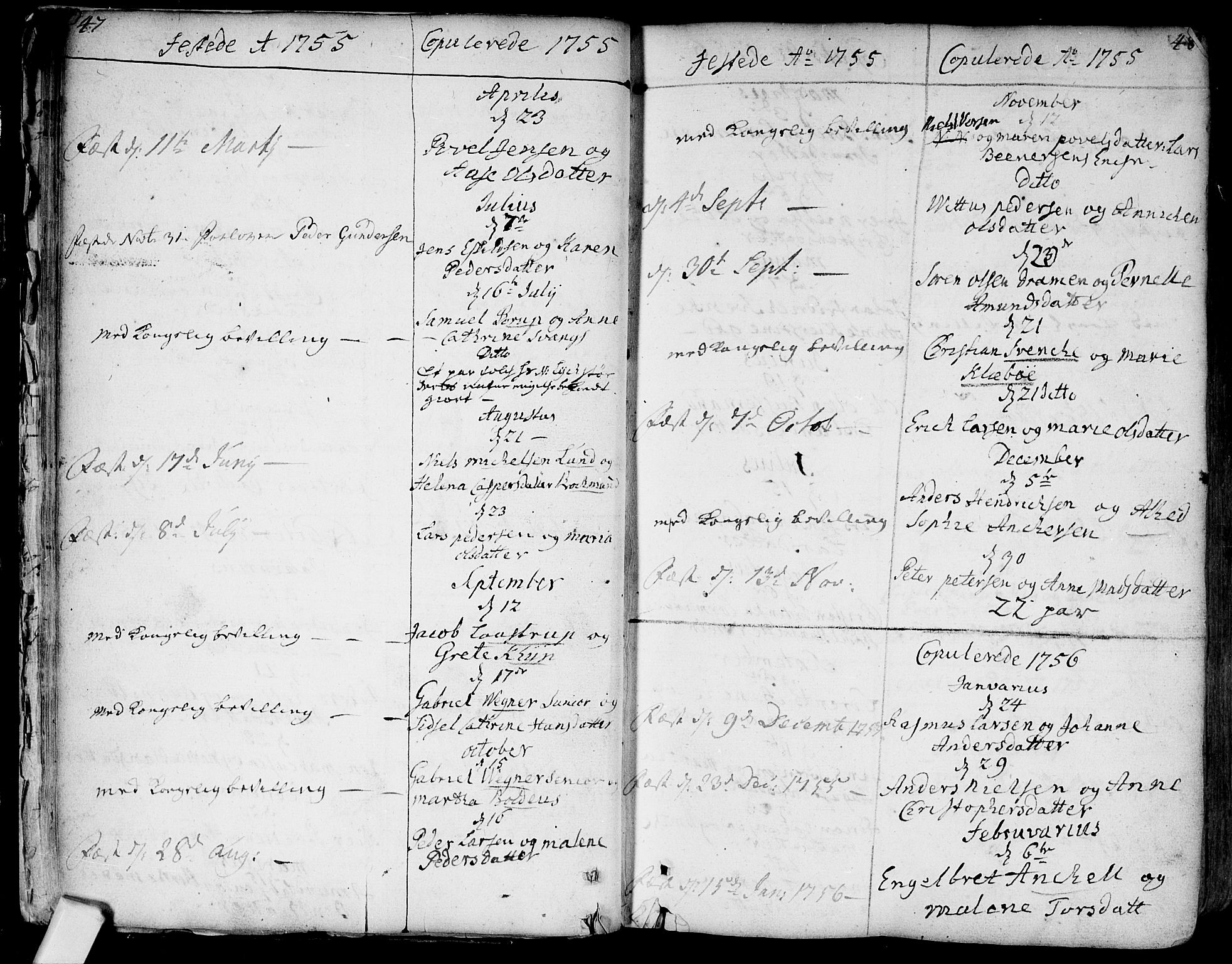 Bragernes kirkebøker, SAKO/A-6/F/Fa/L0004: Parish register (official) no. I 4, 1734-1759, p. 47-48