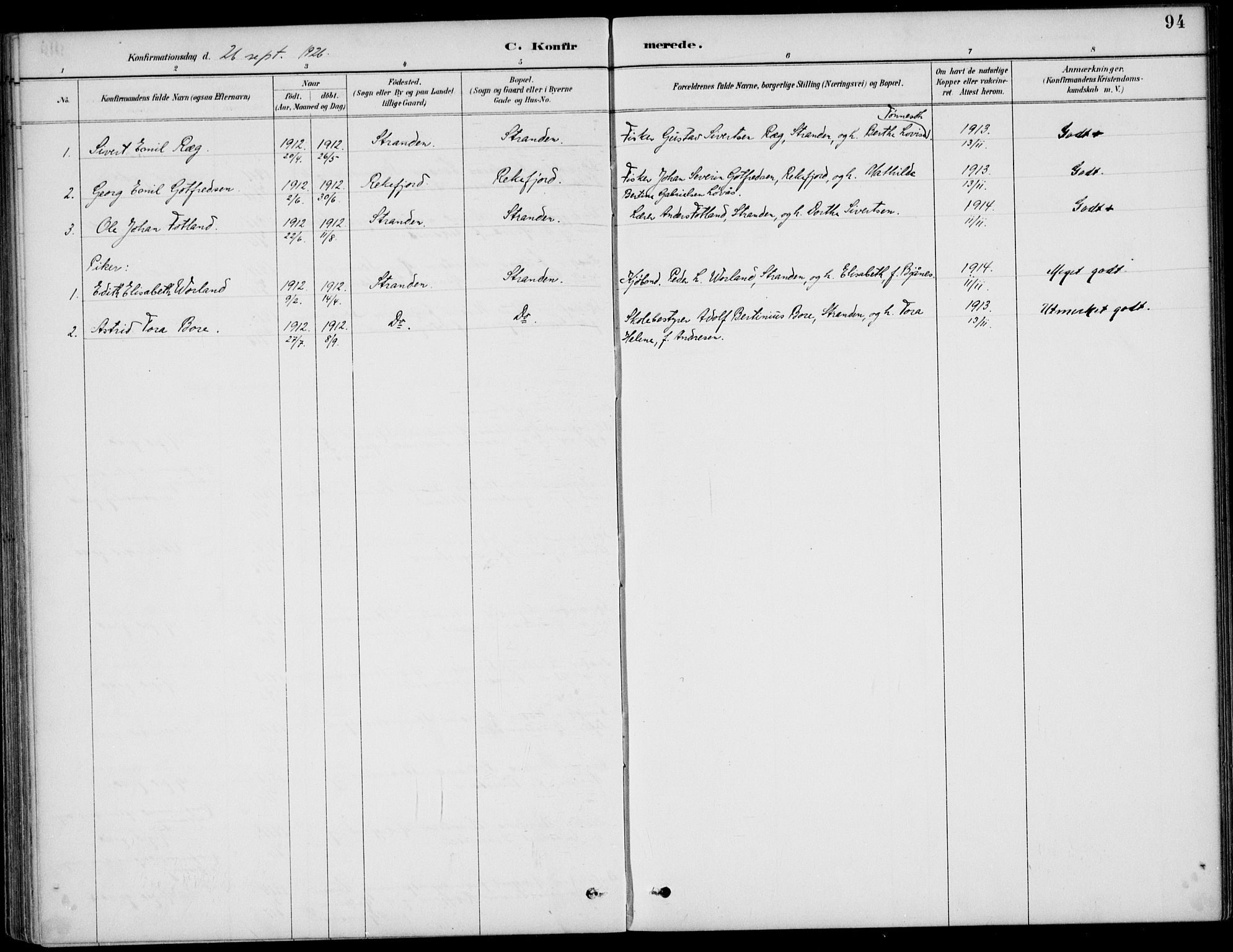 Sokndal sokneprestkontor, AV/SAST-A-101808: Parish register (official) no. A 12, 1887-1927, p. 94