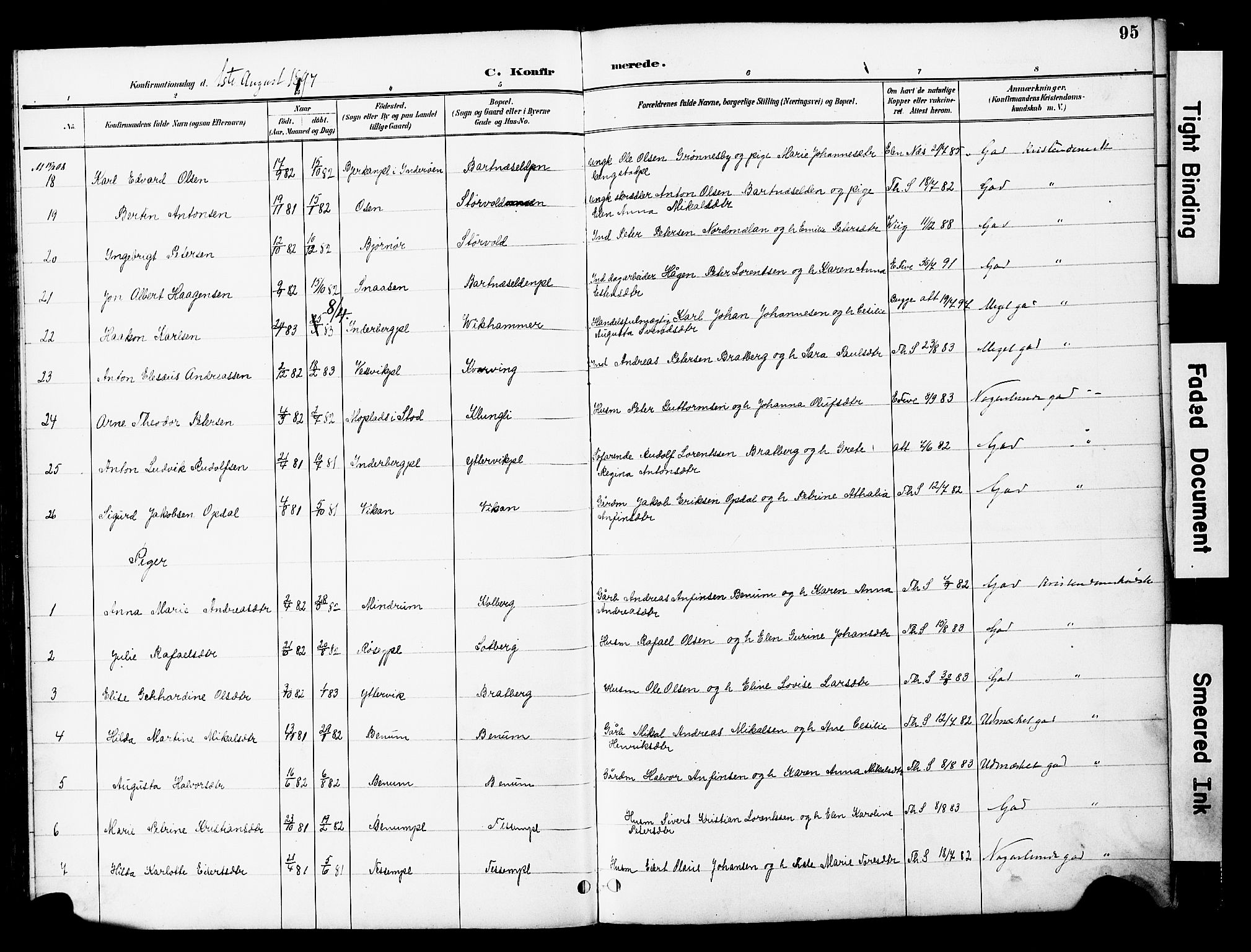 Ministerialprotokoller, klokkerbøker og fødselsregistre - Nord-Trøndelag, SAT/A-1458/741/L0396: Parish register (official) no. 741A10, 1889-1901, p. 95