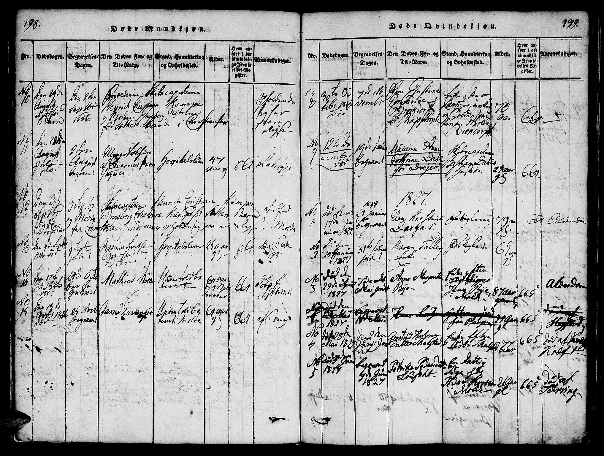 Ministerialprotokoller, klokkerbøker og fødselsregistre - Møre og Romsdal, SAT/A-1454/558/L0688: Parish register (official) no. 558A02, 1818-1843, p. 198-199