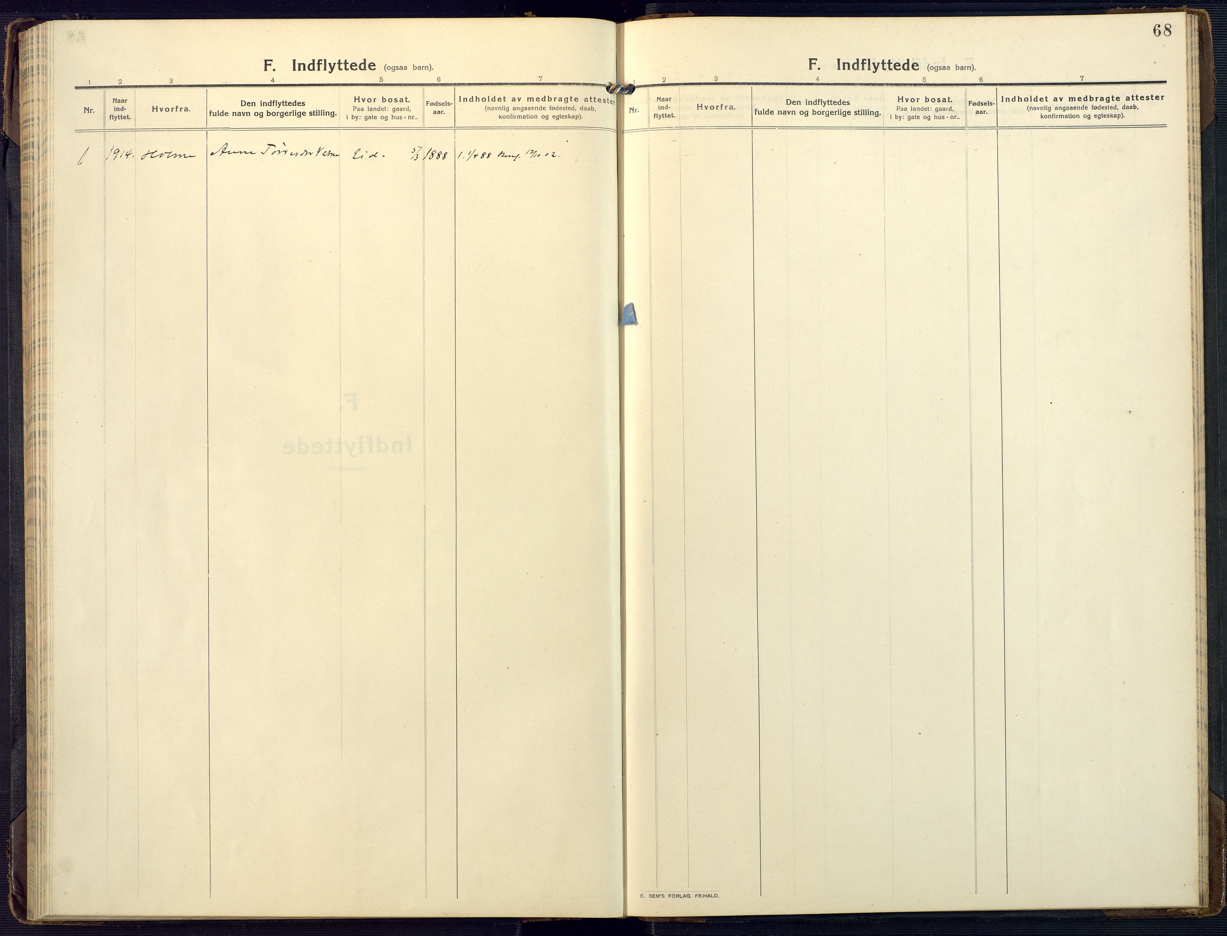 Mandal sokneprestkontor, SAK/1111-0030/F/Fa/Fab/L0003: Parish register (official) no. A 3, 1913-1933, p. 68