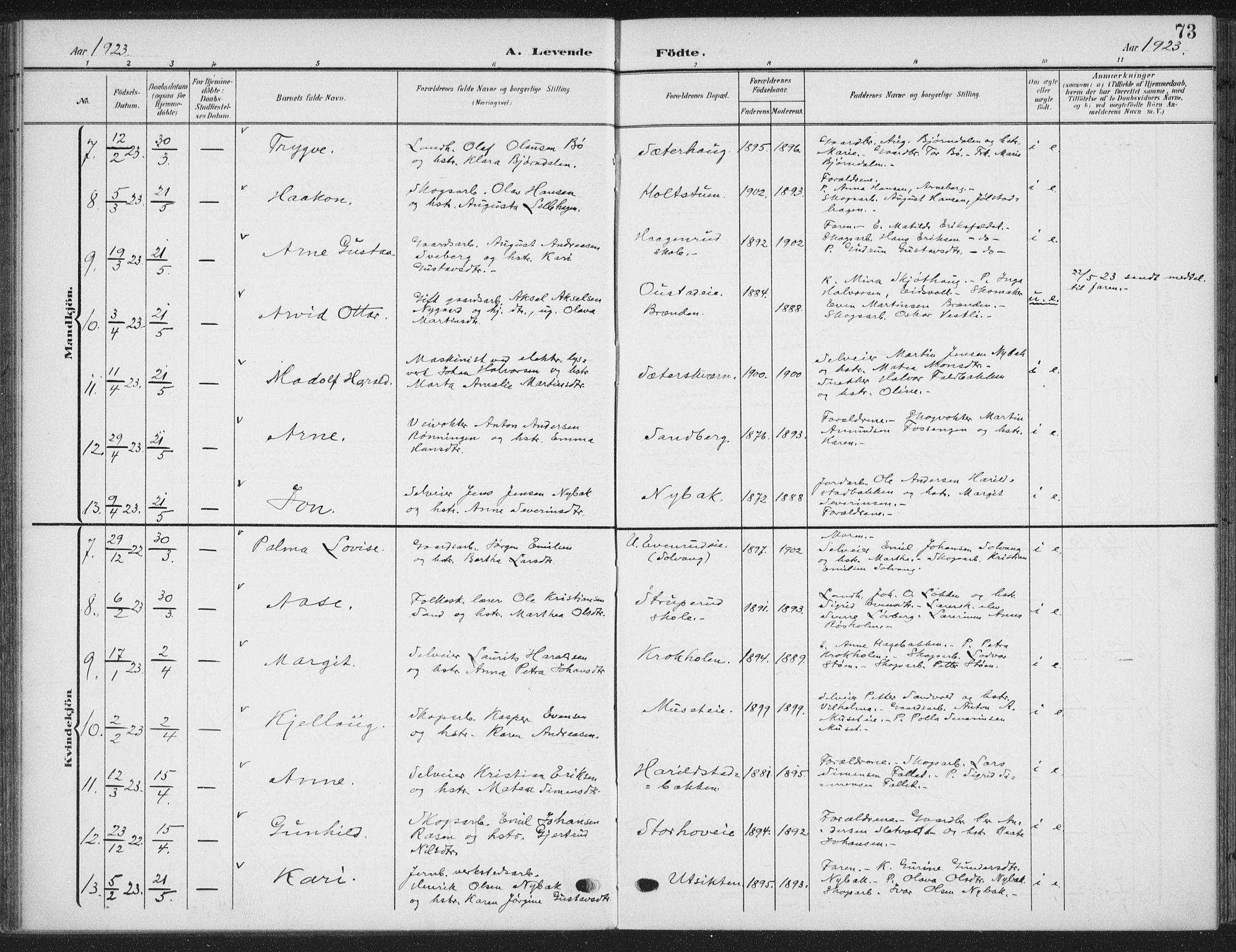 Romedal prestekontor, SAH/PREST-004/K/L0009: Parish register (official) no. 9, 1906-1929, p. 73