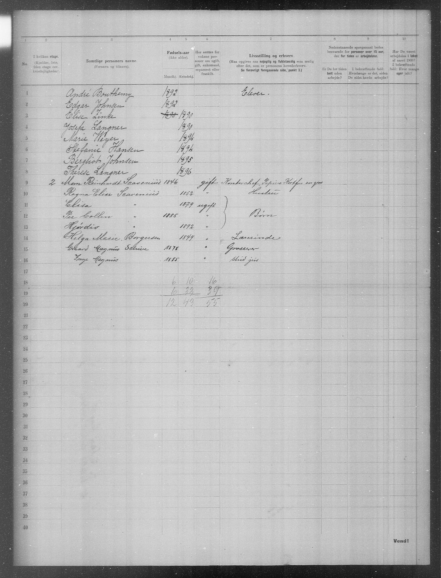 OBA, Municipal Census 1903 for Kristiania, 1903, p. 274