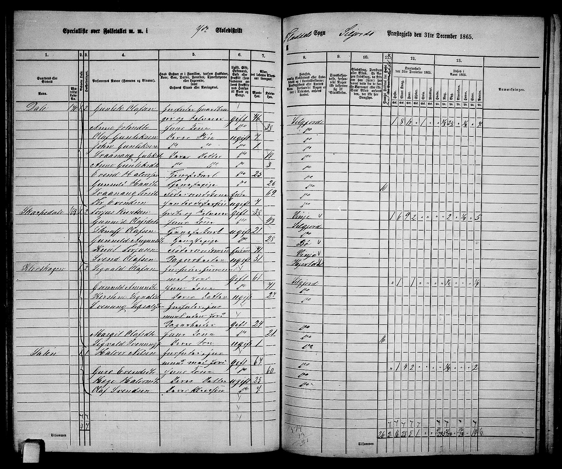 RA, 1865 census for Seljord, 1865, p. 107