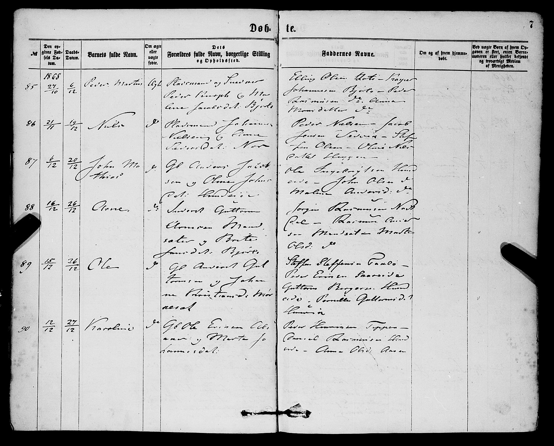 Eid sokneprestembete, SAB/A-82301/H/Haa/Haaa/L0010: Parish register (official) no. A 10, 1867-1878, p. 7