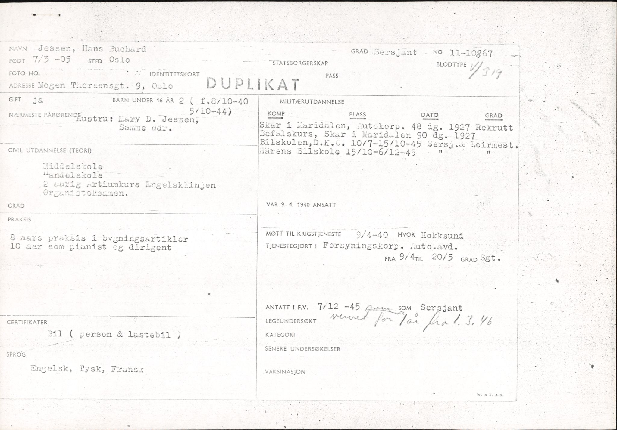 Forsvaret, Forsvarets overkommando/Luftforsvarsstaben, AV/RA-RAFA-4079/P/Pa/L0013: Personellmapper, 1905, p. 249