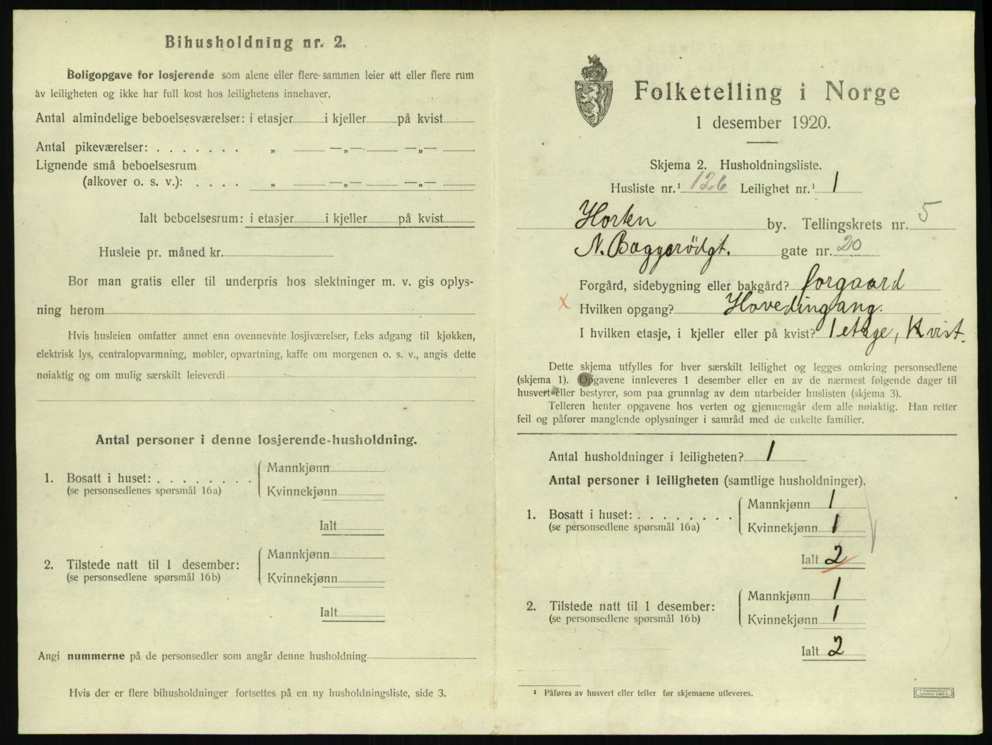 SAKO, 1920 census for Horten, 1920, p. 6101