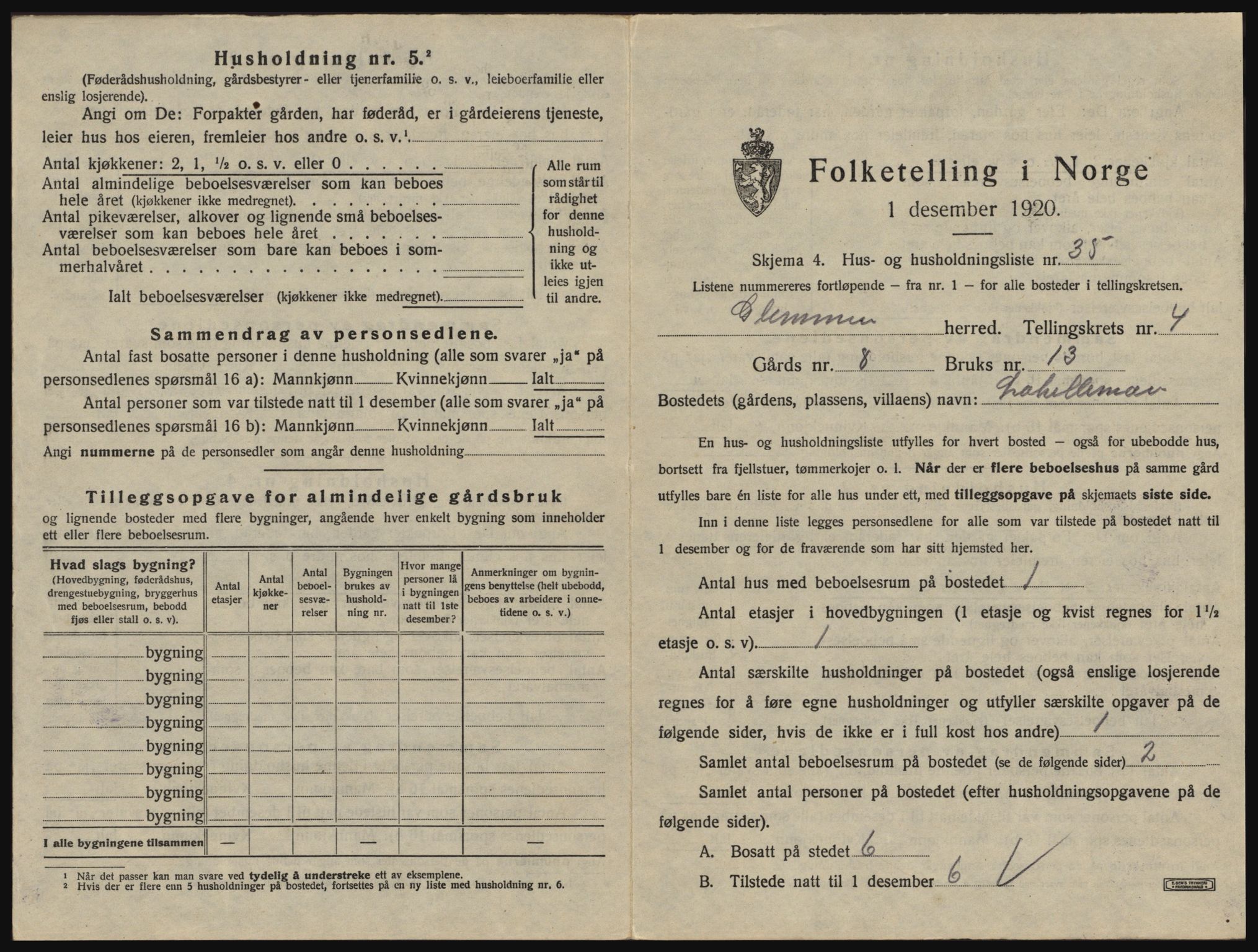 SAO, 1920 census for Glemmen, 1920, p. 697