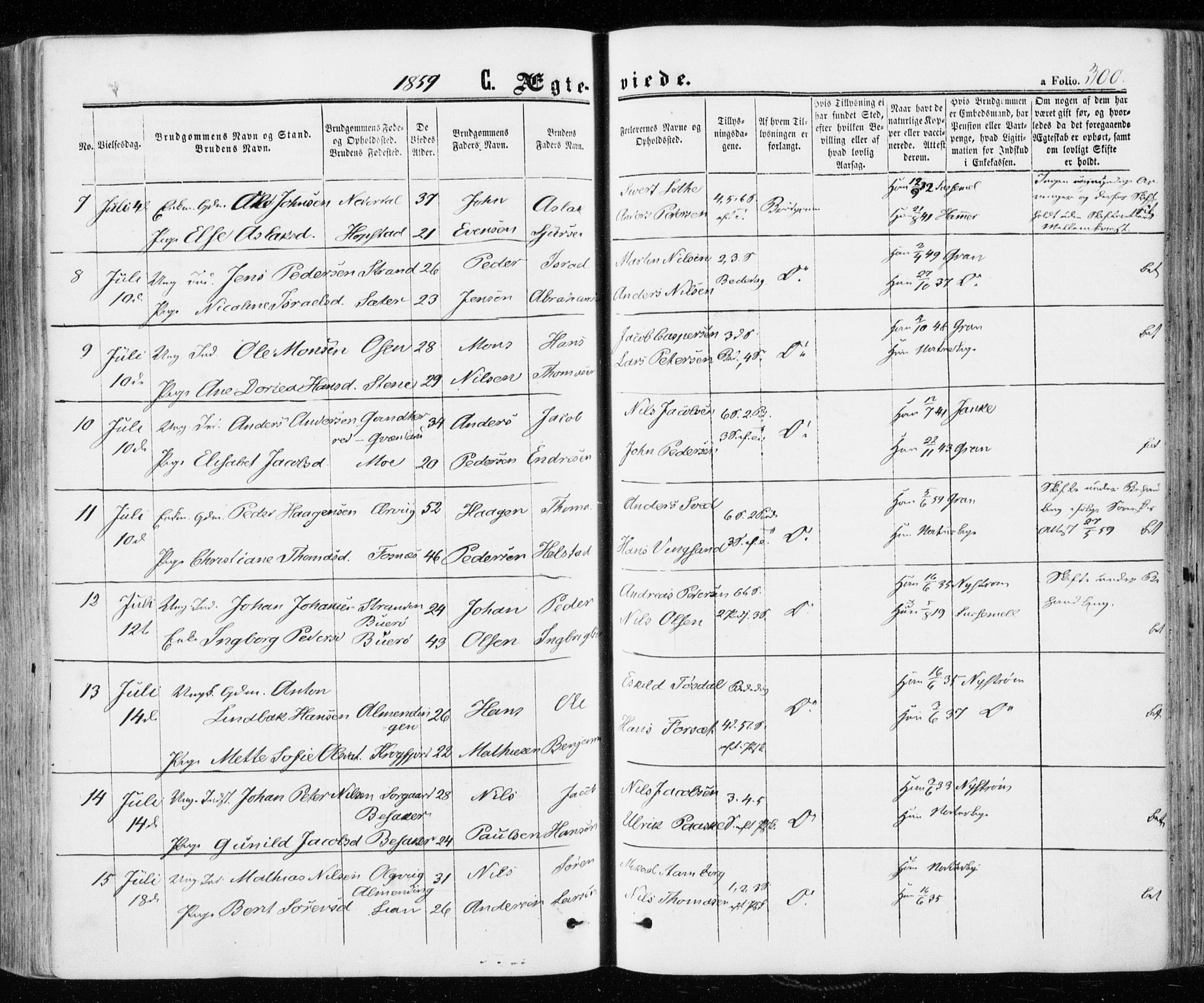 Ministerialprotokoller, klokkerbøker og fødselsregistre - Sør-Trøndelag, AV/SAT-A-1456/657/L0705: Parish register (official) no. 657A06, 1858-1867, p. 300