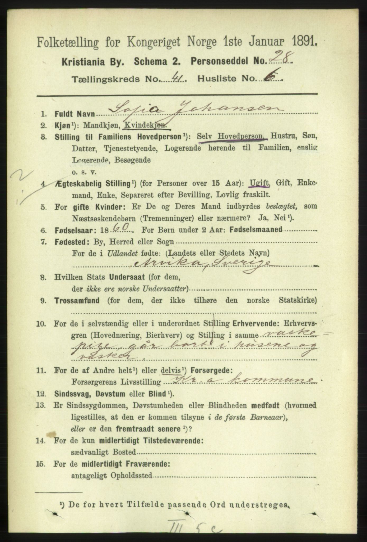 RA, 1891 census for 0301 Kristiania, 1891, p. 24162