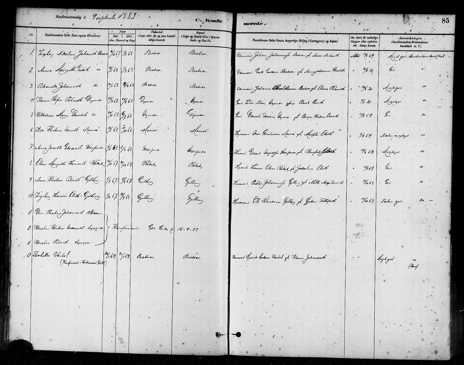 Ministerialprotokoller, klokkerbøker og fødselsregistre - Møre og Romsdal, AV/SAT-A-1454/582/L0947: Parish register (official) no. 582A01, 1880-1900, p. 85