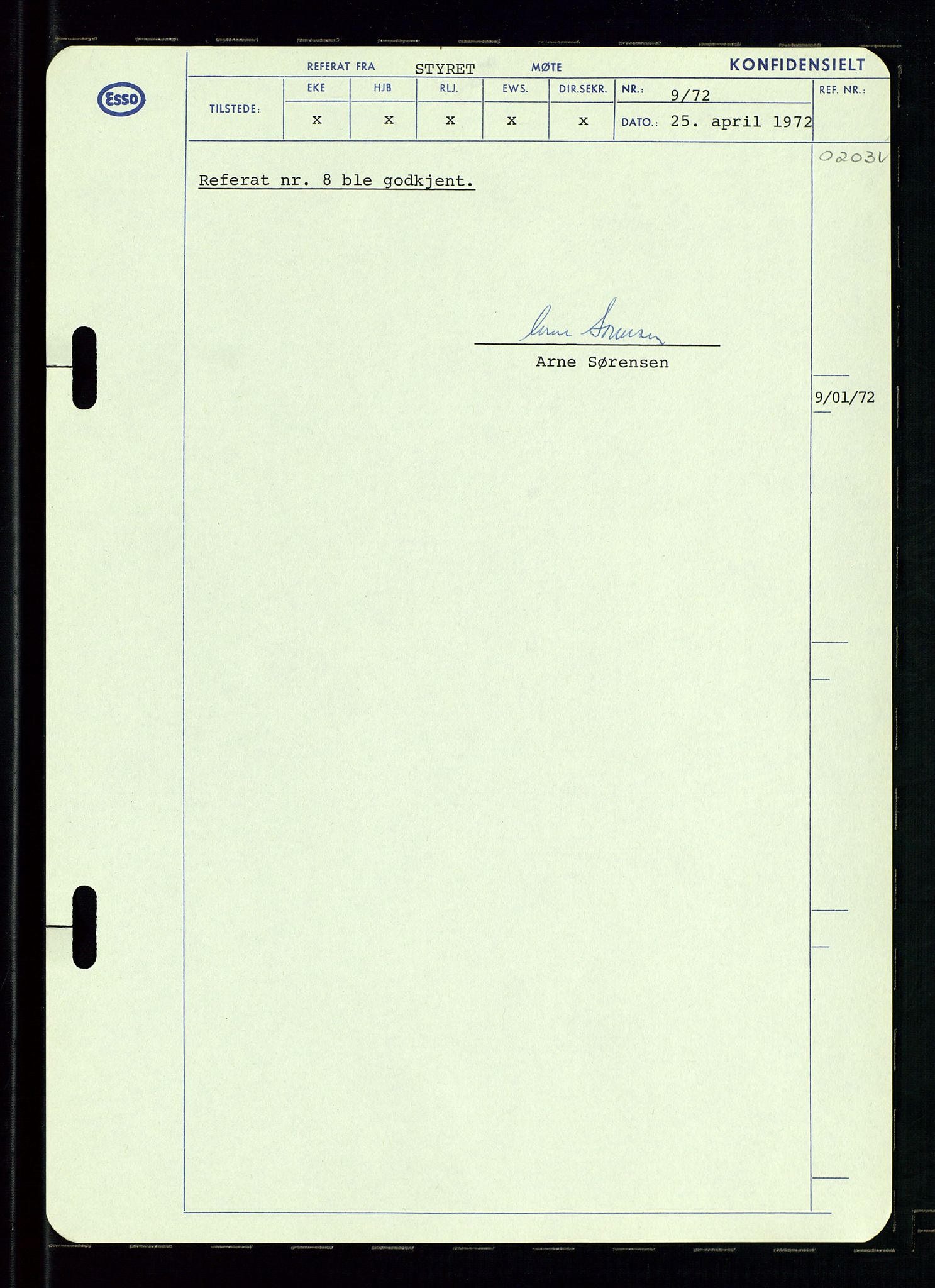 Pa 0982 - Esso Norge A/S, AV/SAST-A-100448/A/Aa/L0003/0002: Den administrerende direksjon Board minutes (styrereferater) og Bedriftforsamlingsprotokoll / Den administrerende direksjon Board minutes (styrereferater), 1970-1974, p. 112