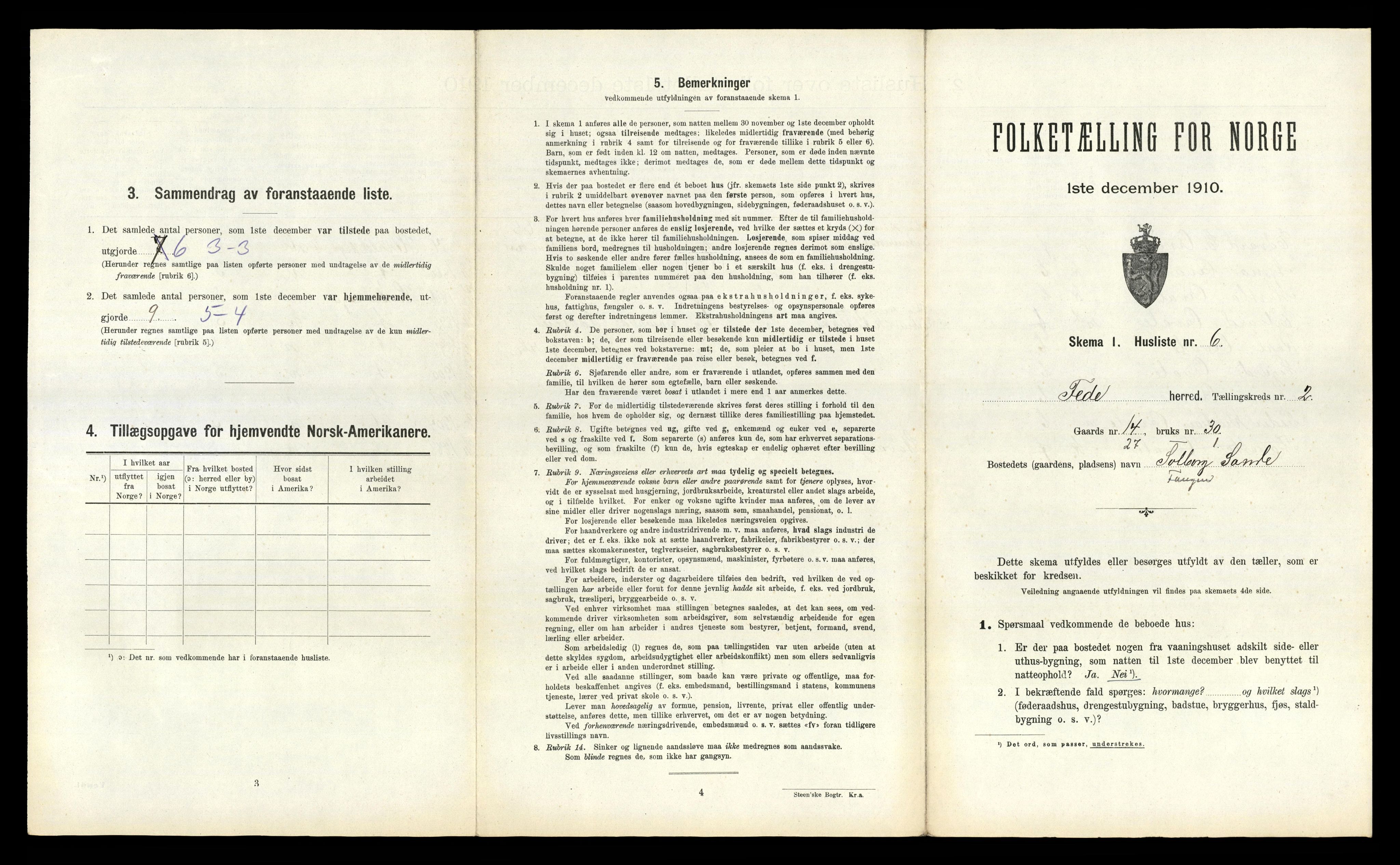 RA, 1910 census for Feda, 1910, p. 99