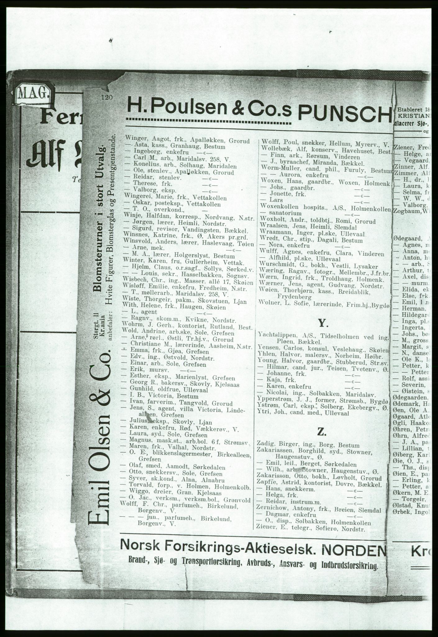 Aker adressebok/adressekalender, PUBL/001/A/001: Akers adressebok, 1916-1917, p. 120