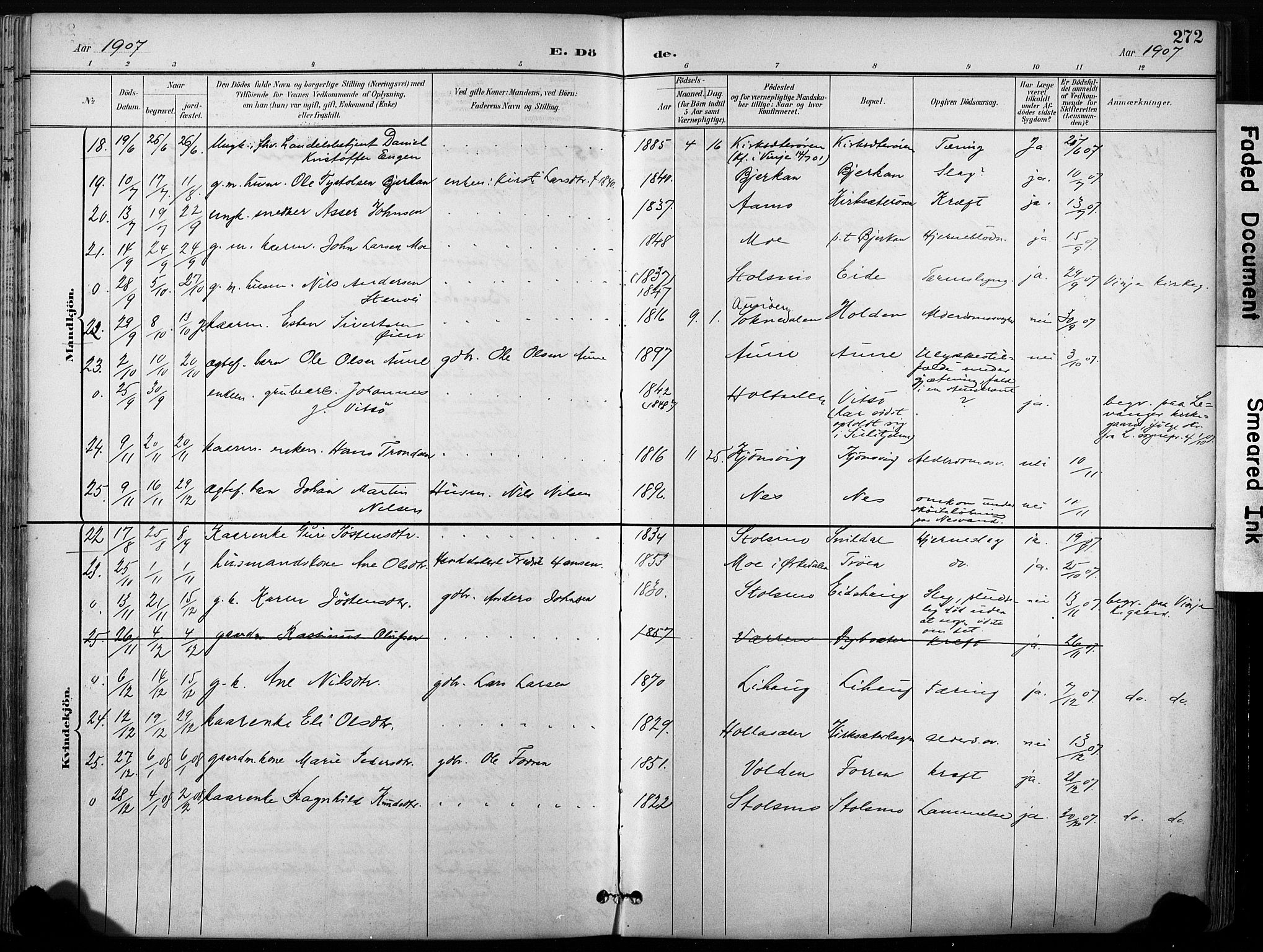 Ministerialprotokoller, klokkerbøker og fødselsregistre - Sør-Trøndelag, AV/SAT-A-1456/630/L0497: Parish register (official) no. 630A10, 1896-1910, p. 272