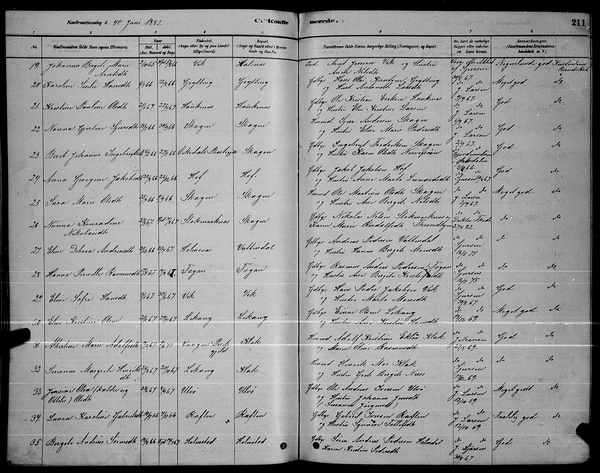 Ministerialprotokoller, klokkerbøker og fødselsregistre - Nordland, SAT/A-1459/888/L1267: Parish register (copy) no. 888C05, 1878-1890, p. 211