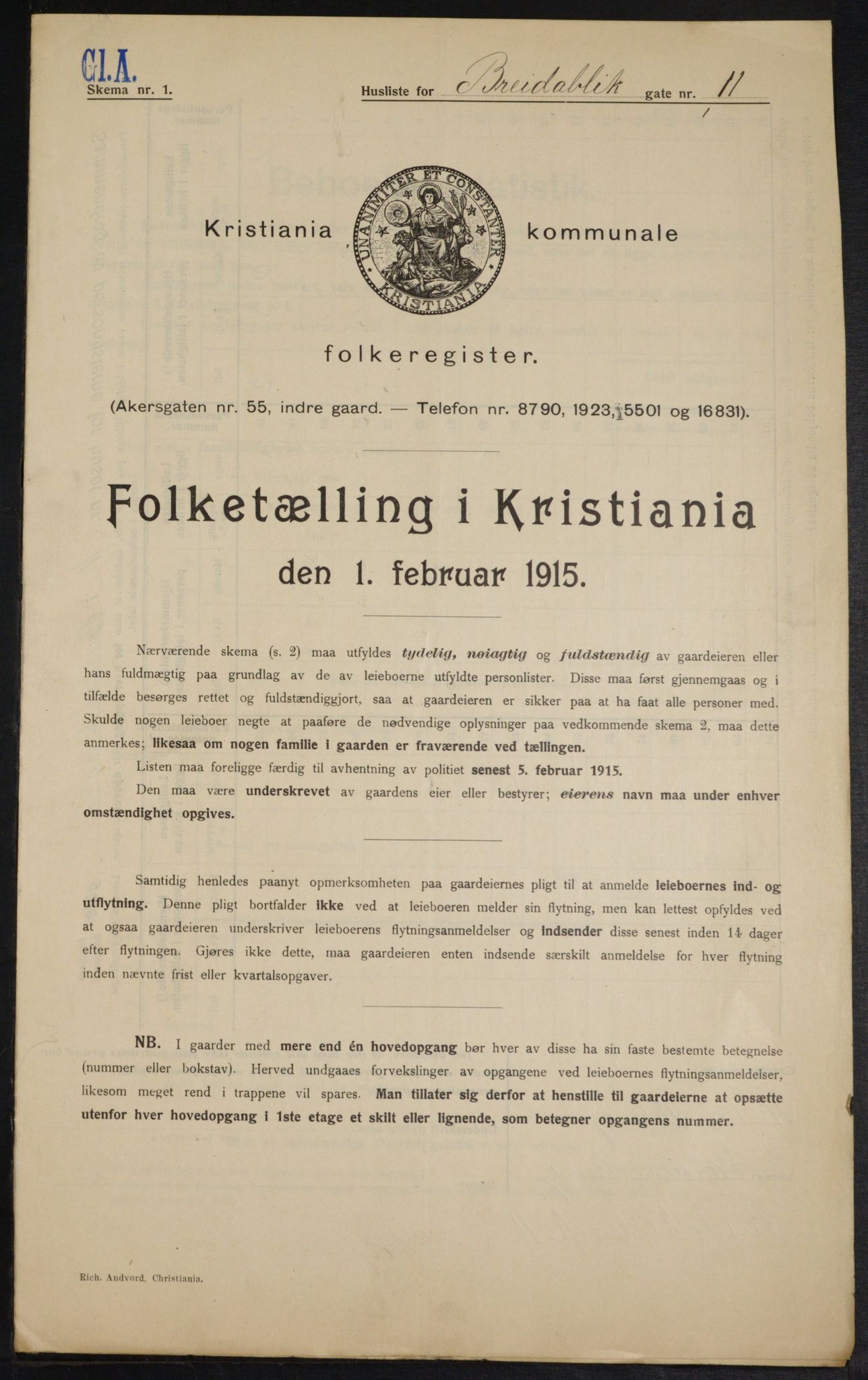 OBA, Municipal Census 1915 for Kristiania, 1915, p. 8034