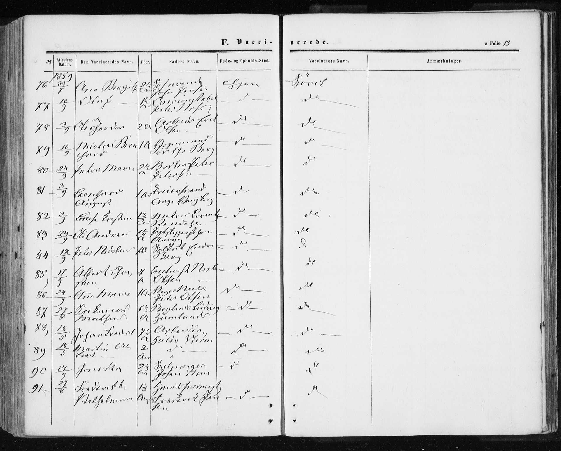 Ministerialprotokoller, klokkerbøker og fødselsregistre - Sør-Trøndelag, SAT/A-1456/601/L0053: Parish register (official) no. 601A21, 1857-1865, p. 13