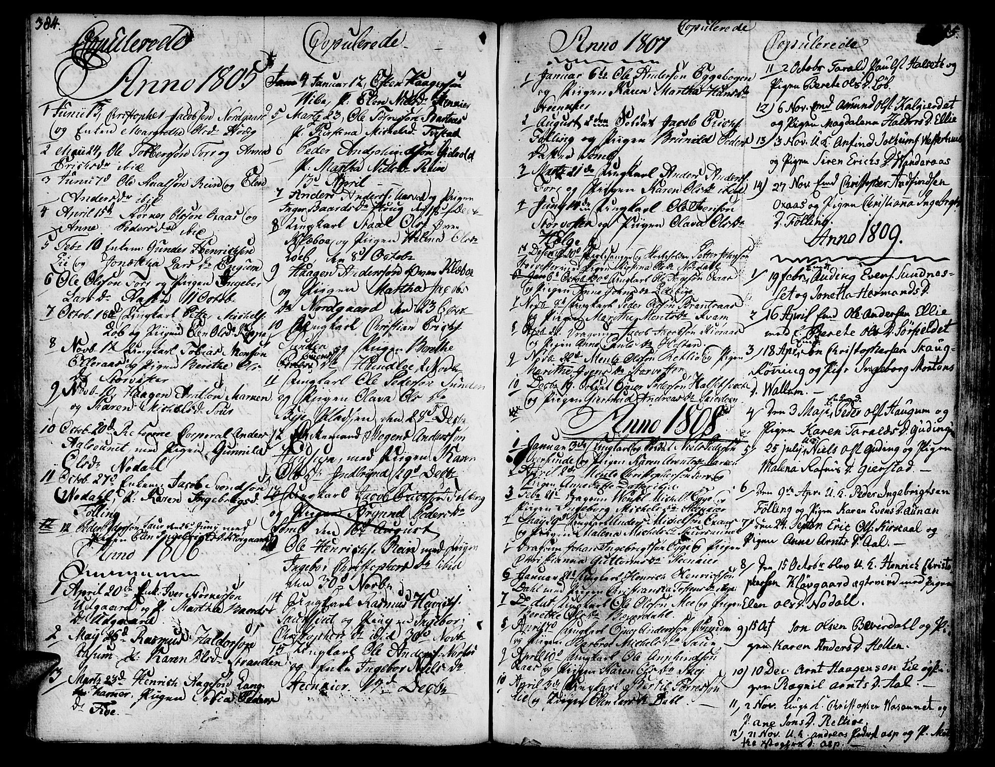 Ministerialprotokoller, klokkerbøker og fødselsregistre - Nord-Trøndelag, SAT/A-1458/746/L0440: Parish register (official) no. 746A02, 1760-1815, p. 384-385