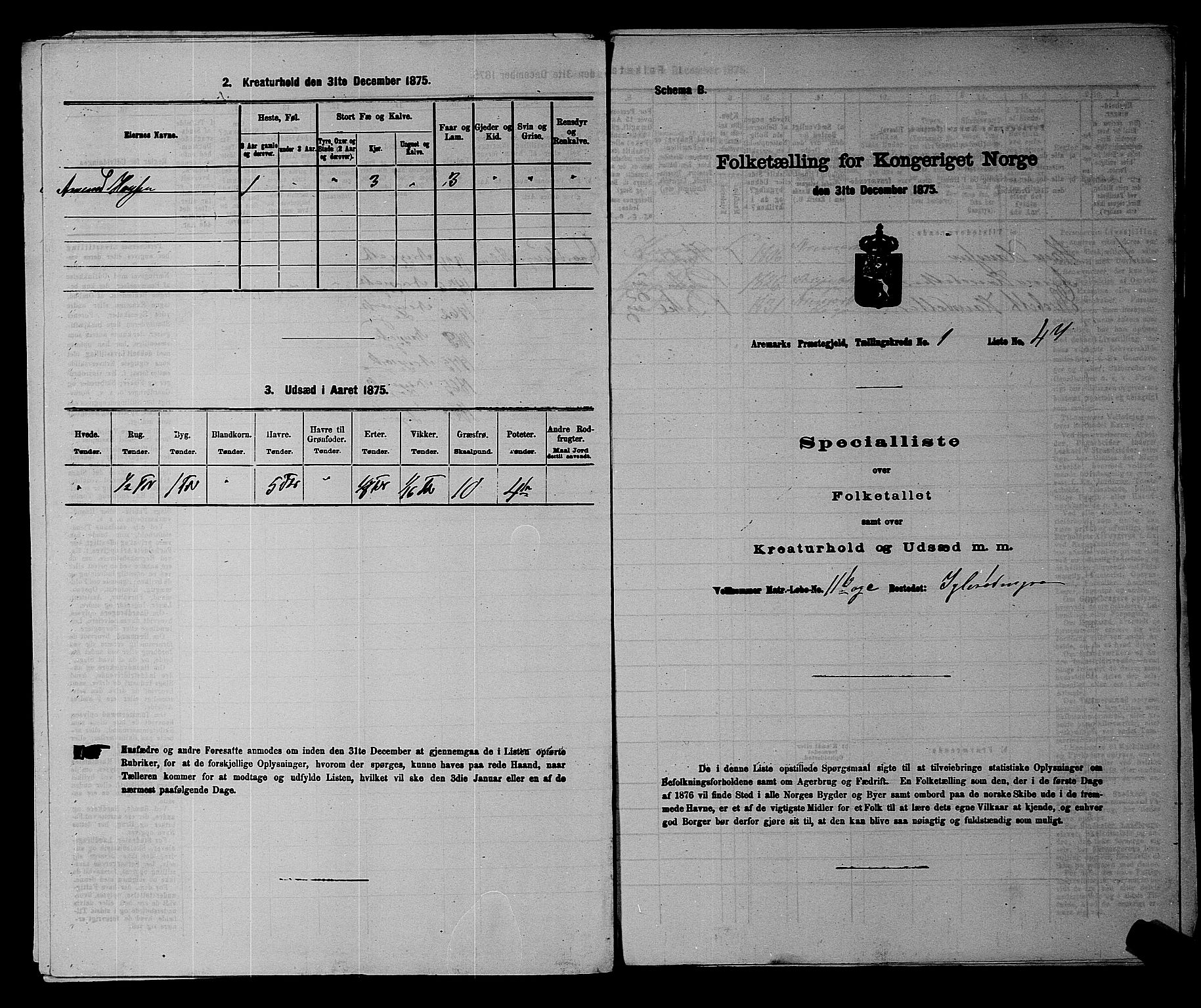 RA, 1875 census for 0118P Aremark, 1875, p. 158
