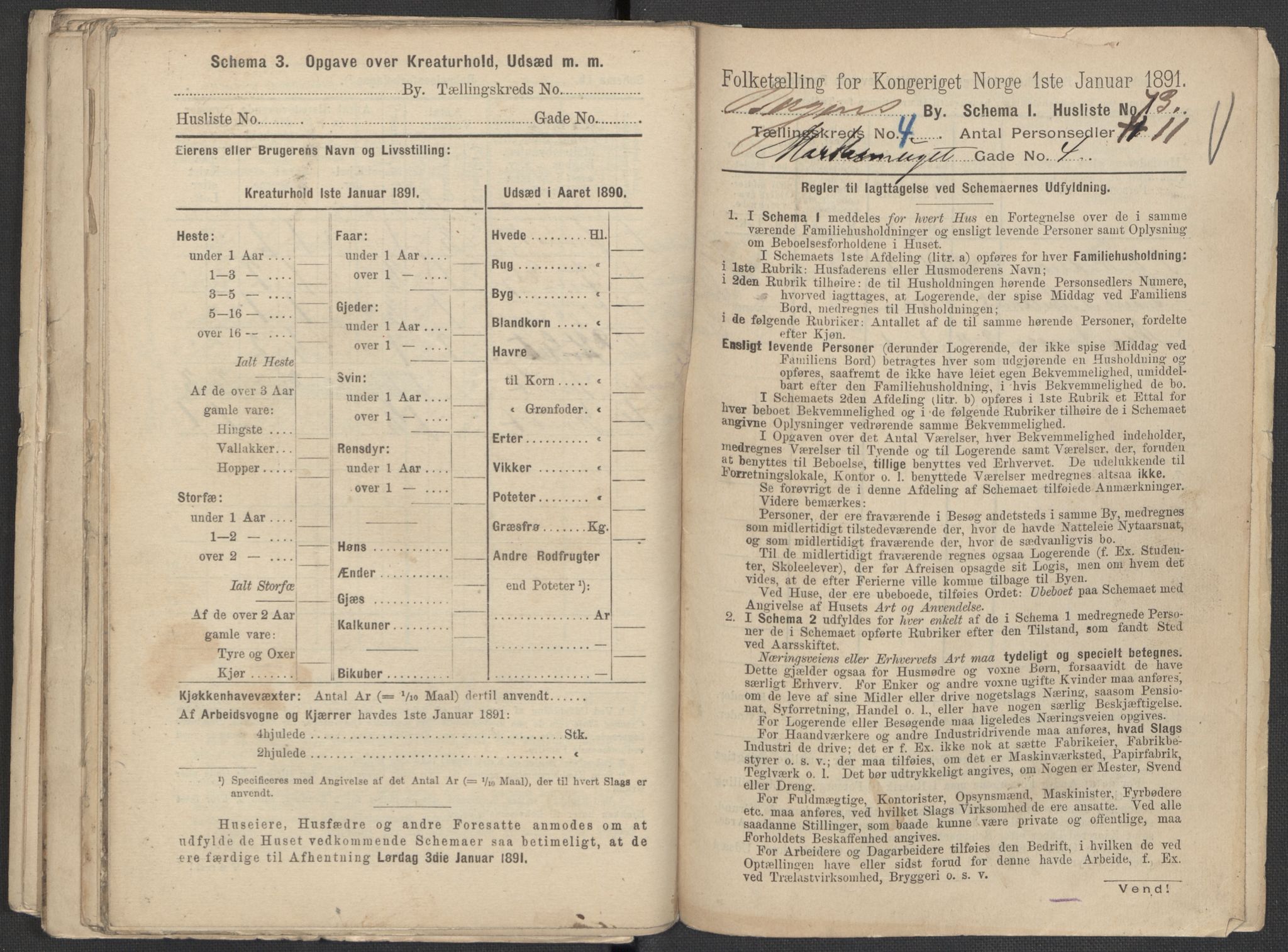 RA, 1891 Census for 1301 Bergen, 1891, p. 851