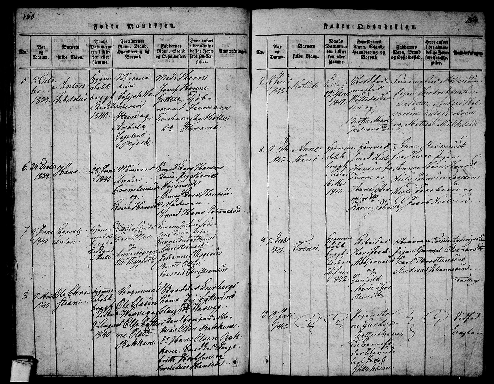 Larvik kirkebøker, AV/SAKO-A-352/G/Gb/L0001: Parish register (copy) no. II 1, 1818-1843, p. 156-157